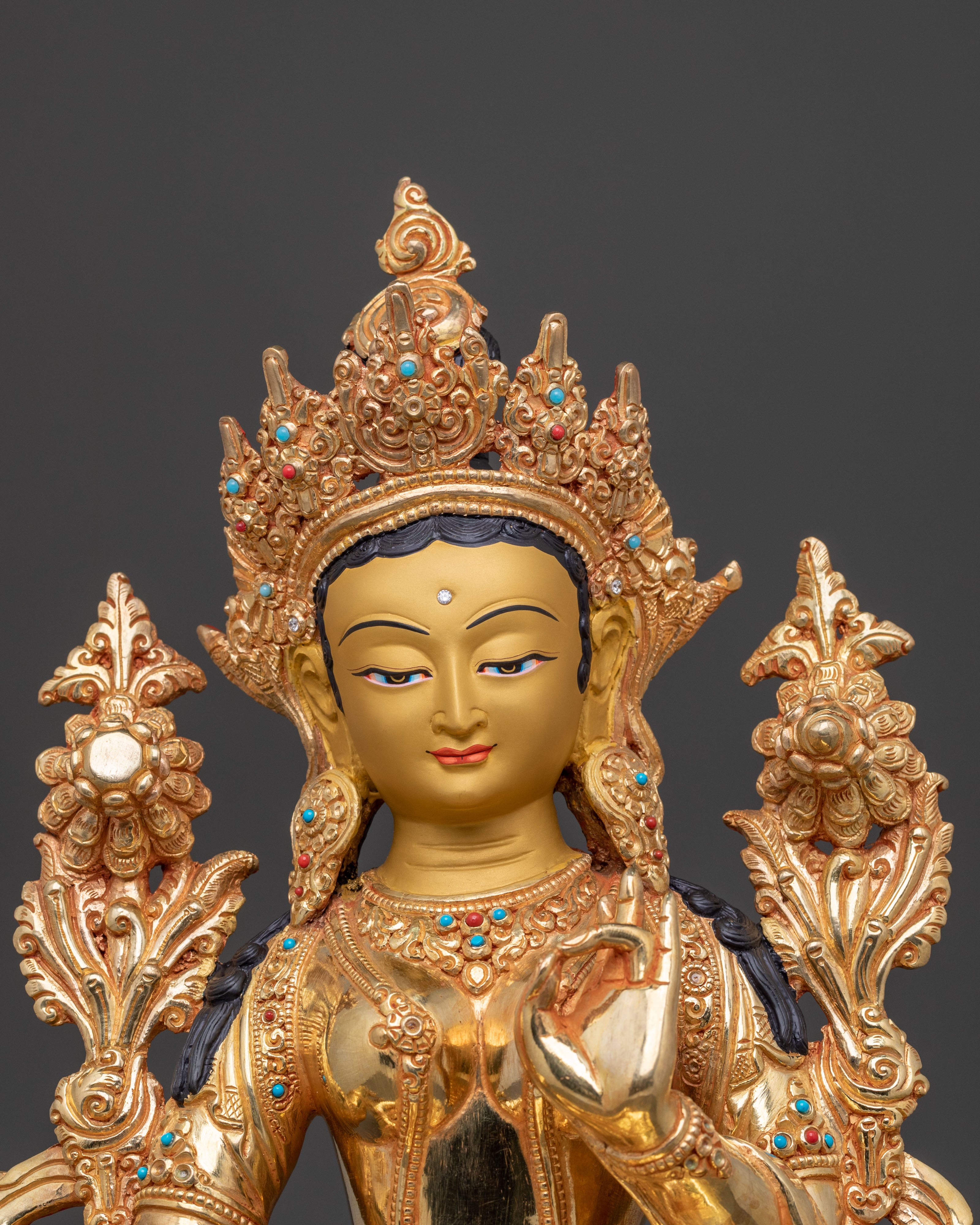 Protector Green Tara Golden Statue: Handcrafted Serenity