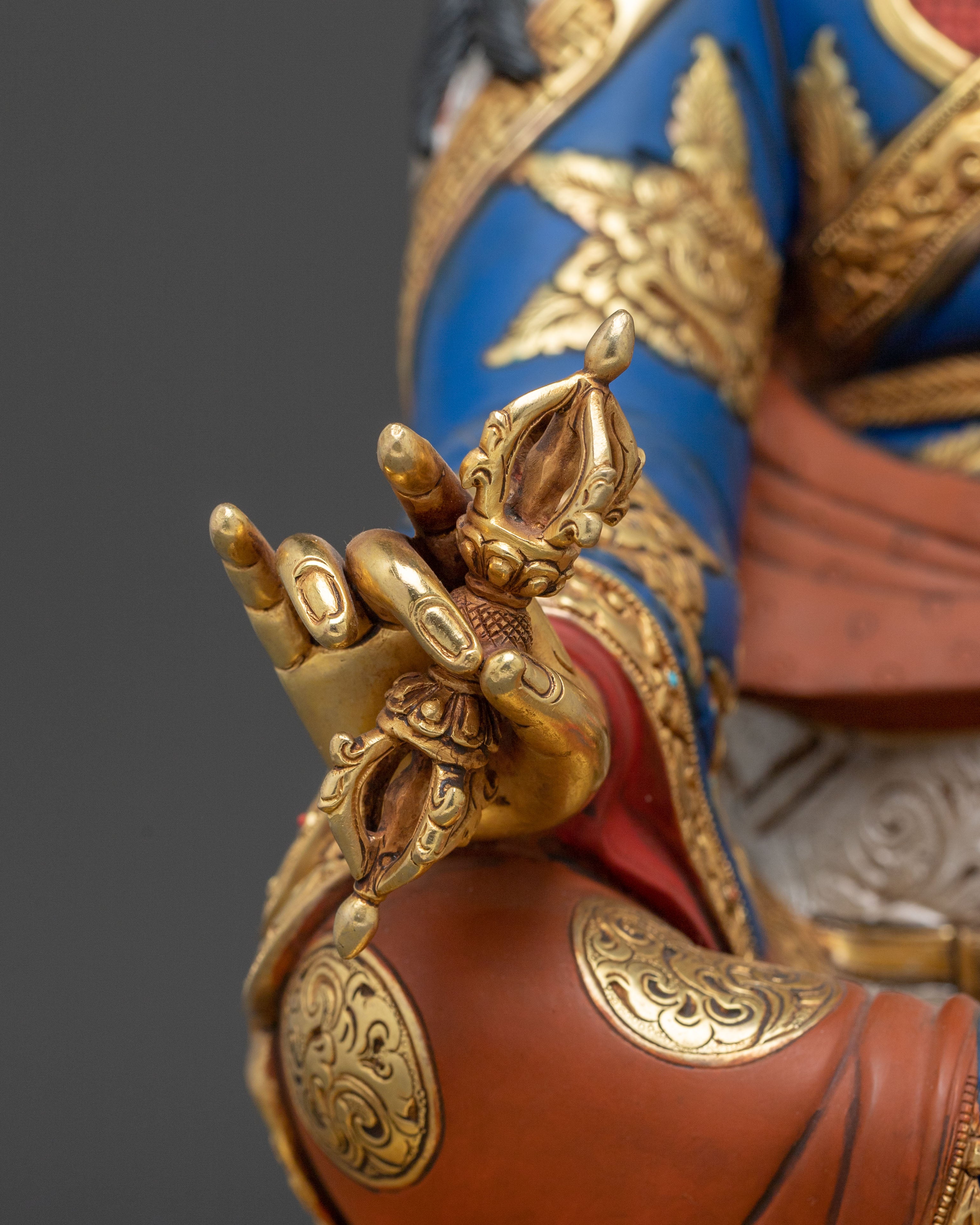 Divine Guru Rinpoche: 24K Gold Gilded Statue