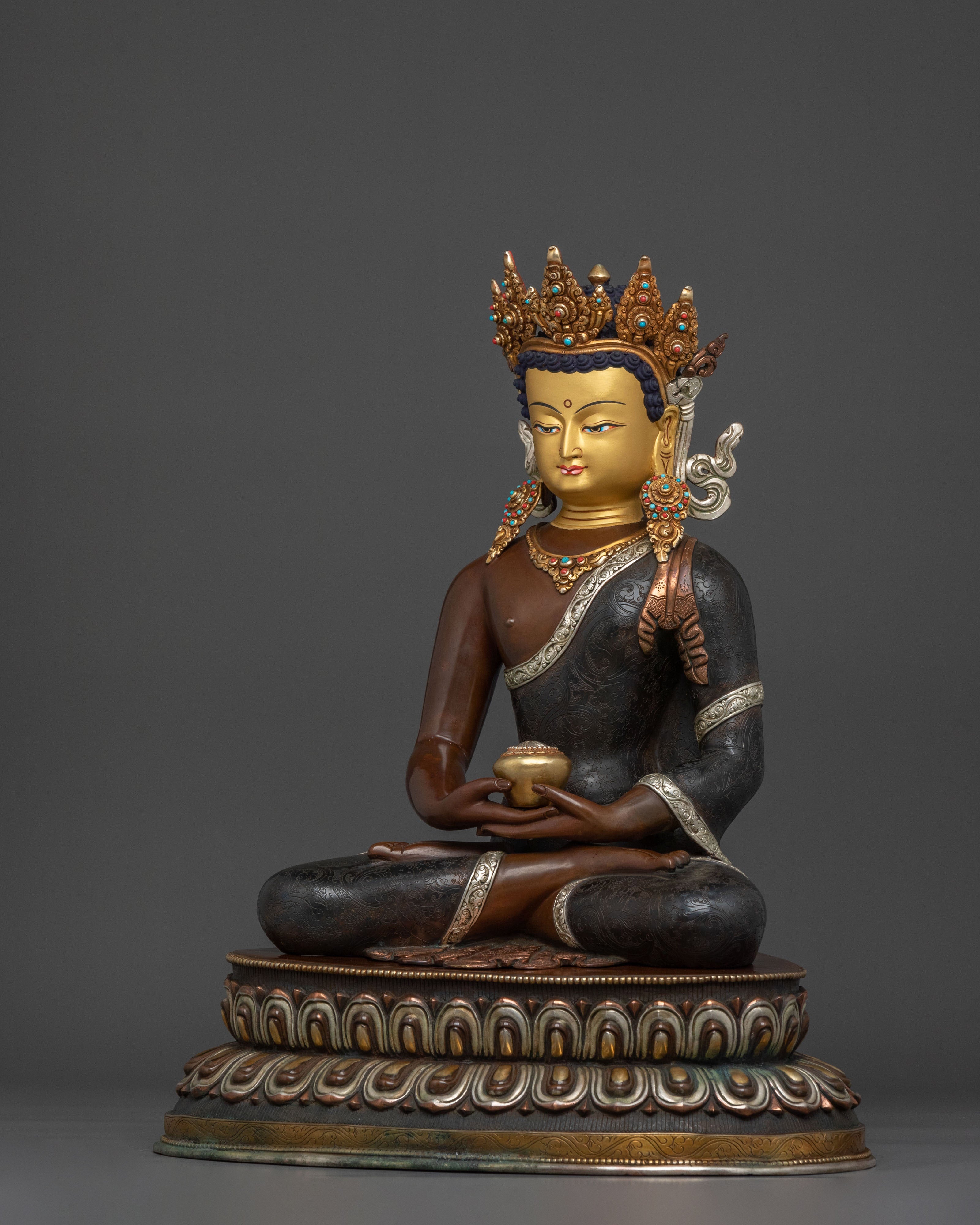 Three Buddhas Sacred Statues Collection | Traditional Buddhist Sculpture Set