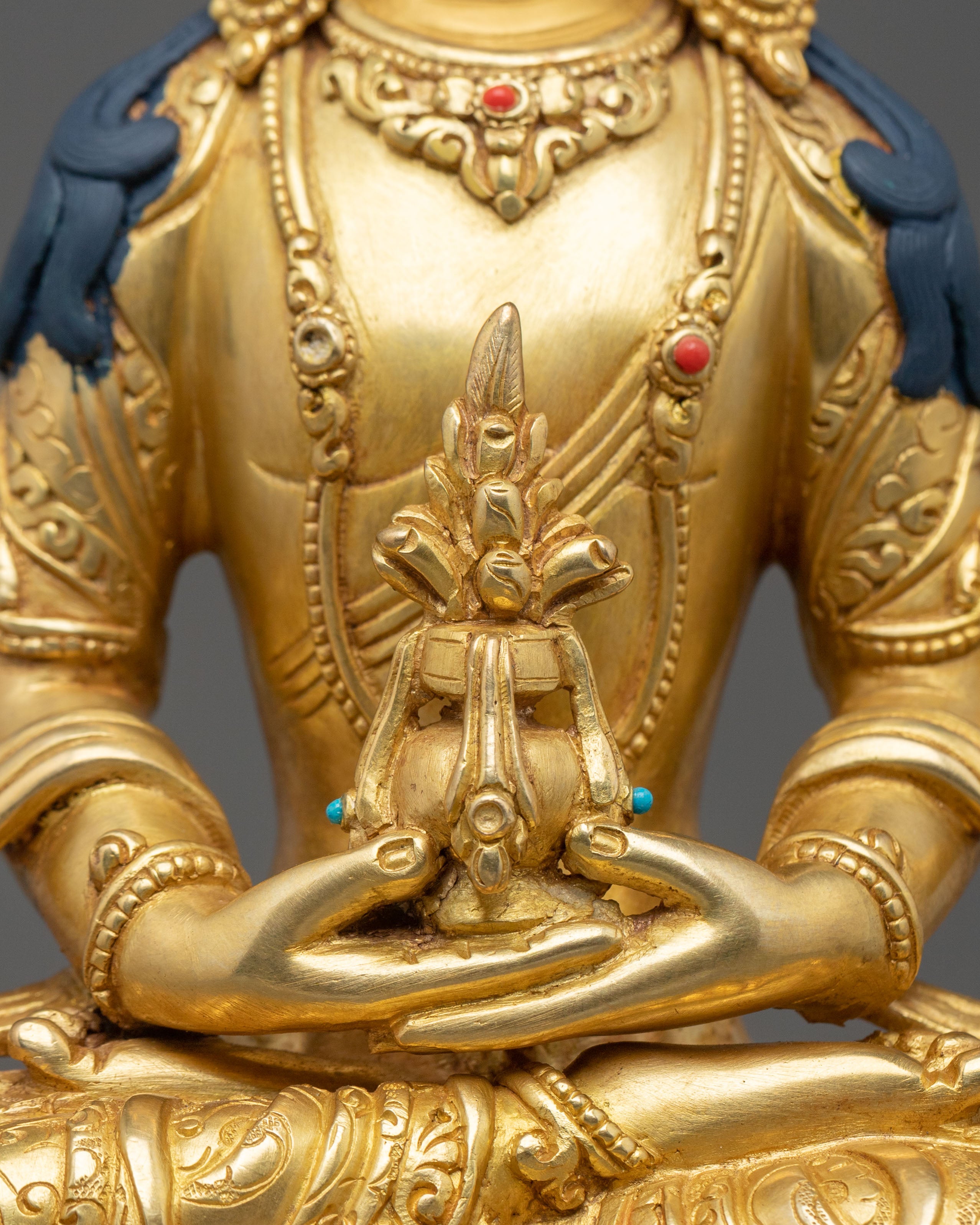 Amitayus Spiritual Figurine | 24K Gold Gilded Sacred Art