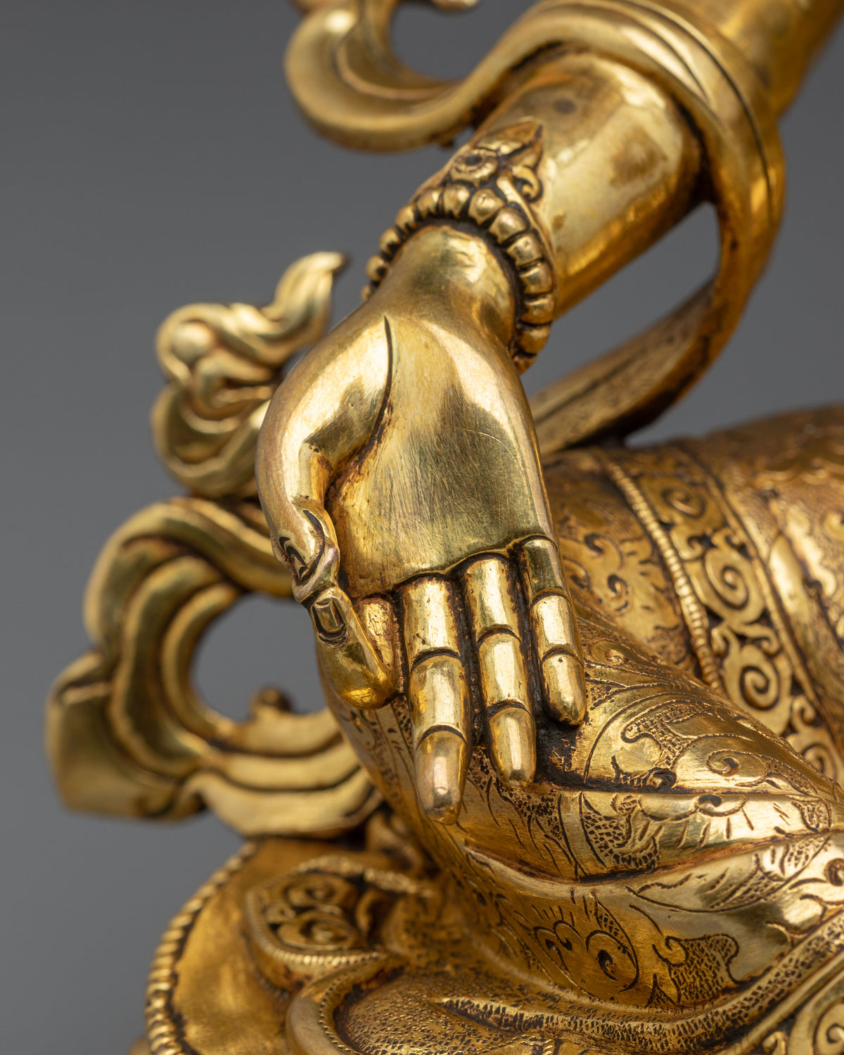 Green Tara Sculpture | Radiant 24K Gold Coated Goddess Statue
