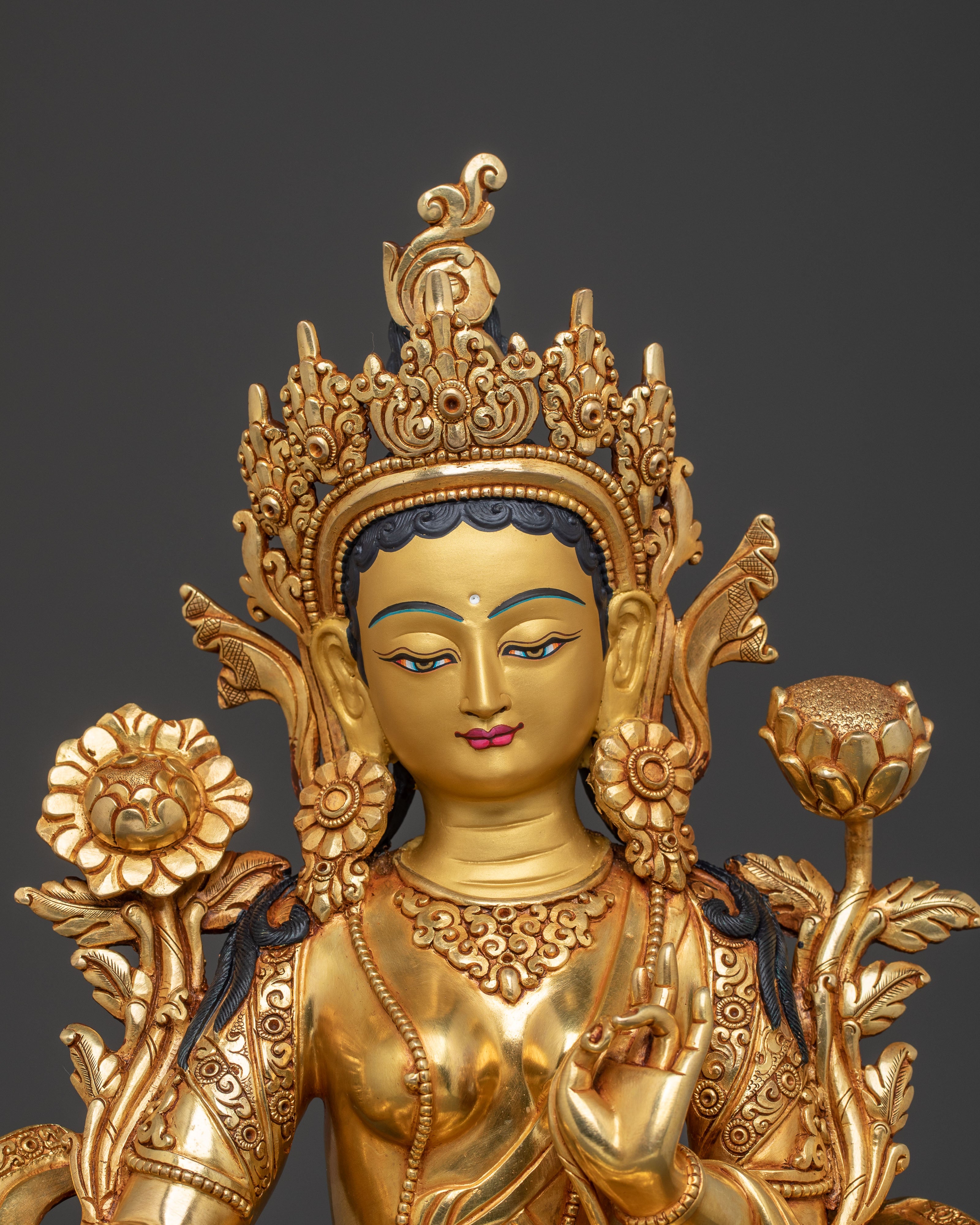 Savior Goddess Green Tara Statue – Hand-Gilded Copper Statue