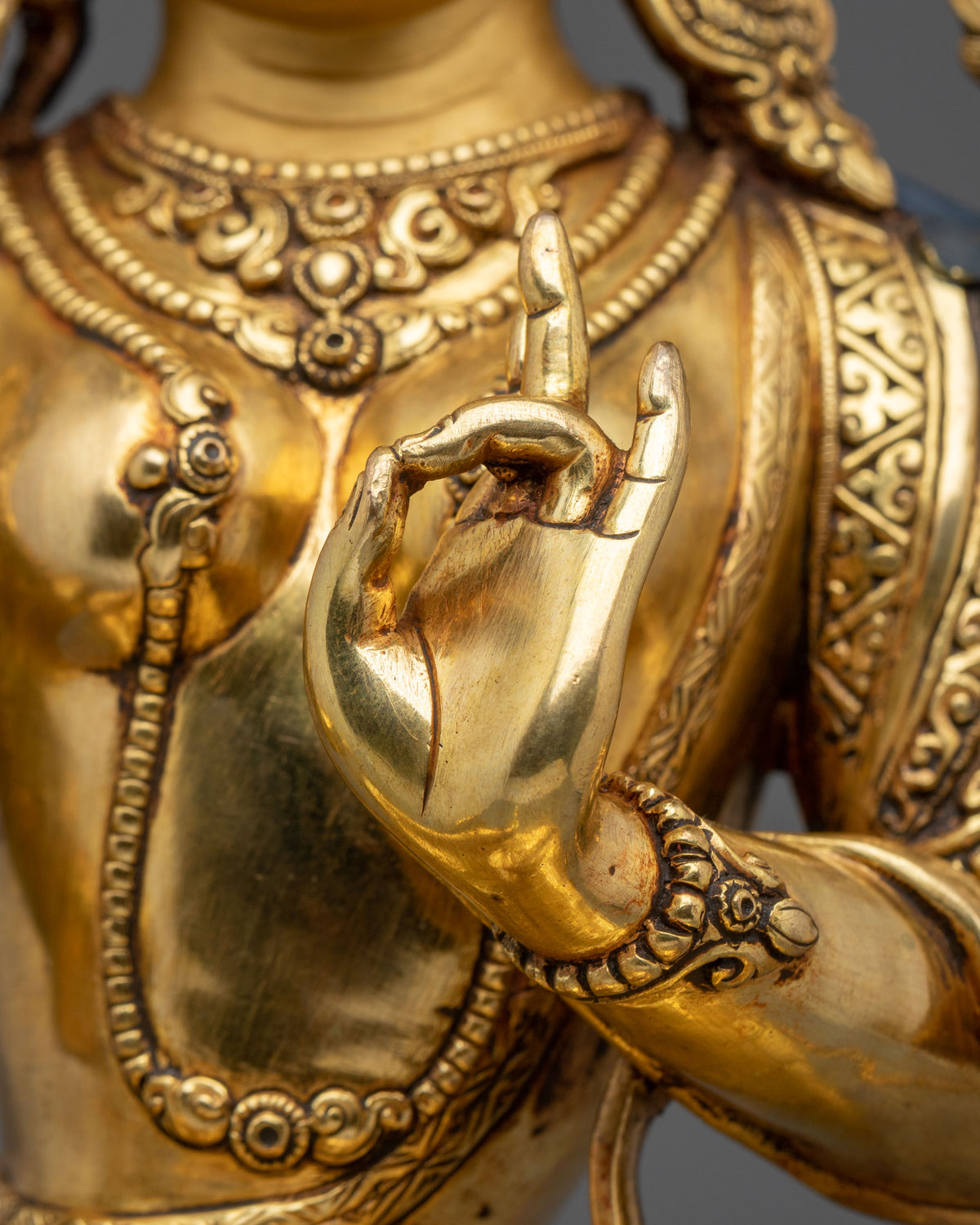Green Tara Sculpture | Radiant 24K Gold Coated Goddess Statue