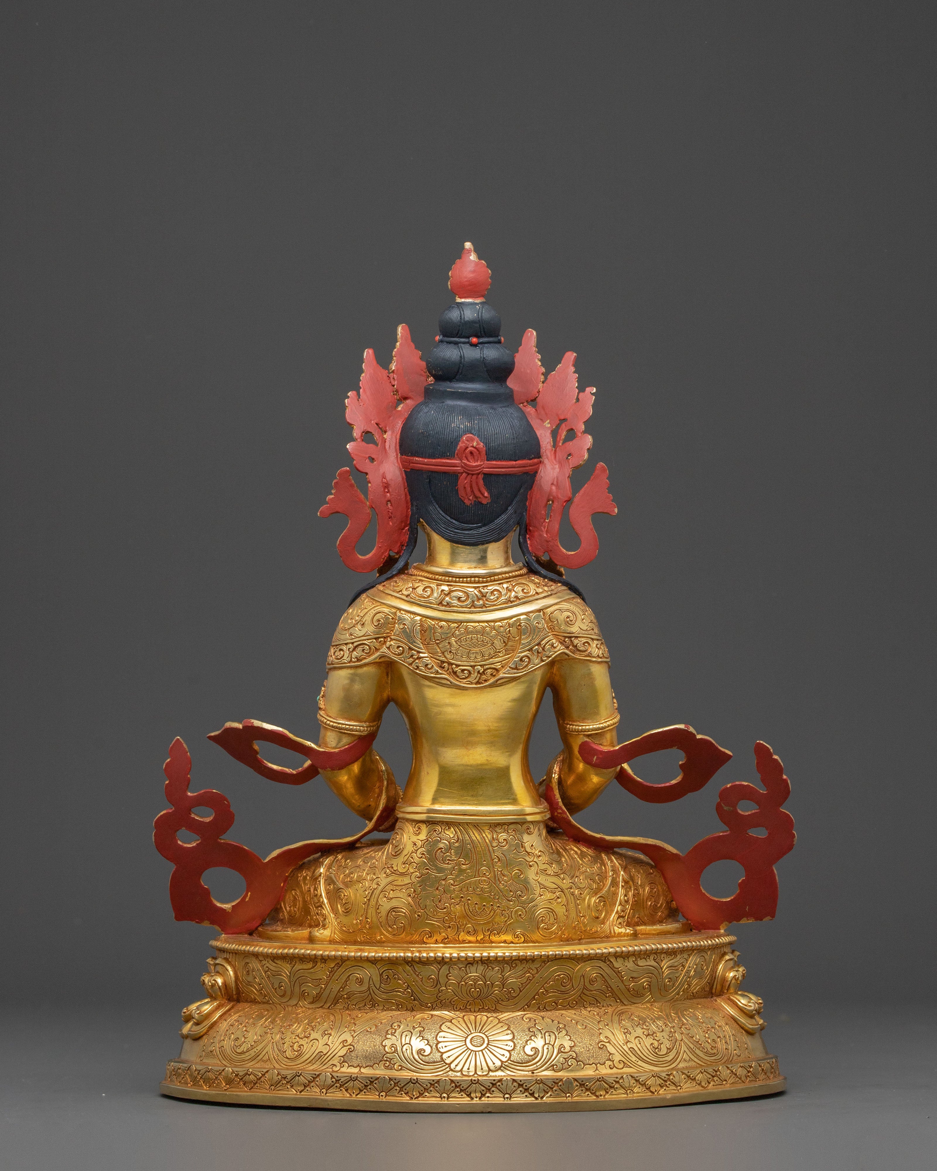 Amitayus Buddha: 24K Gold Gilded Figure