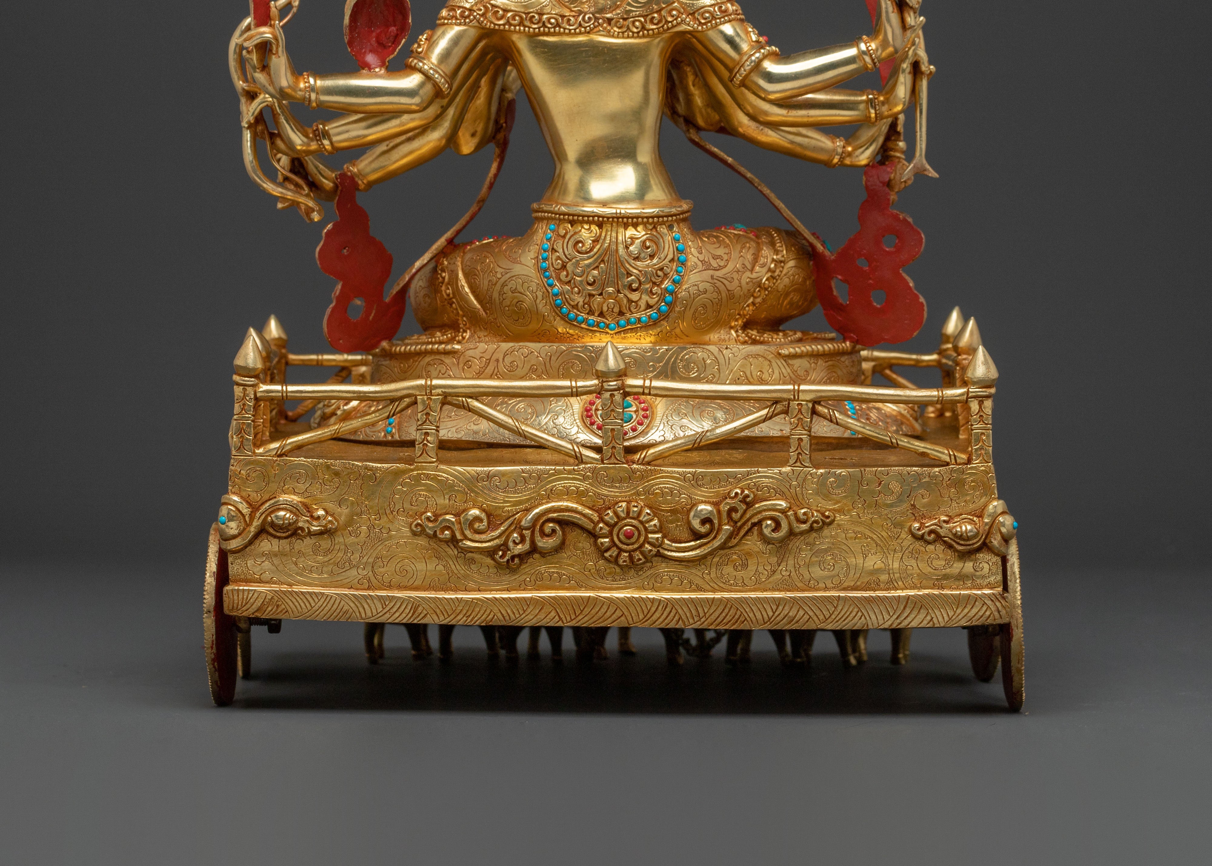 Marici Sacred Statue: 24K Gold Gilded Himalayan Figure