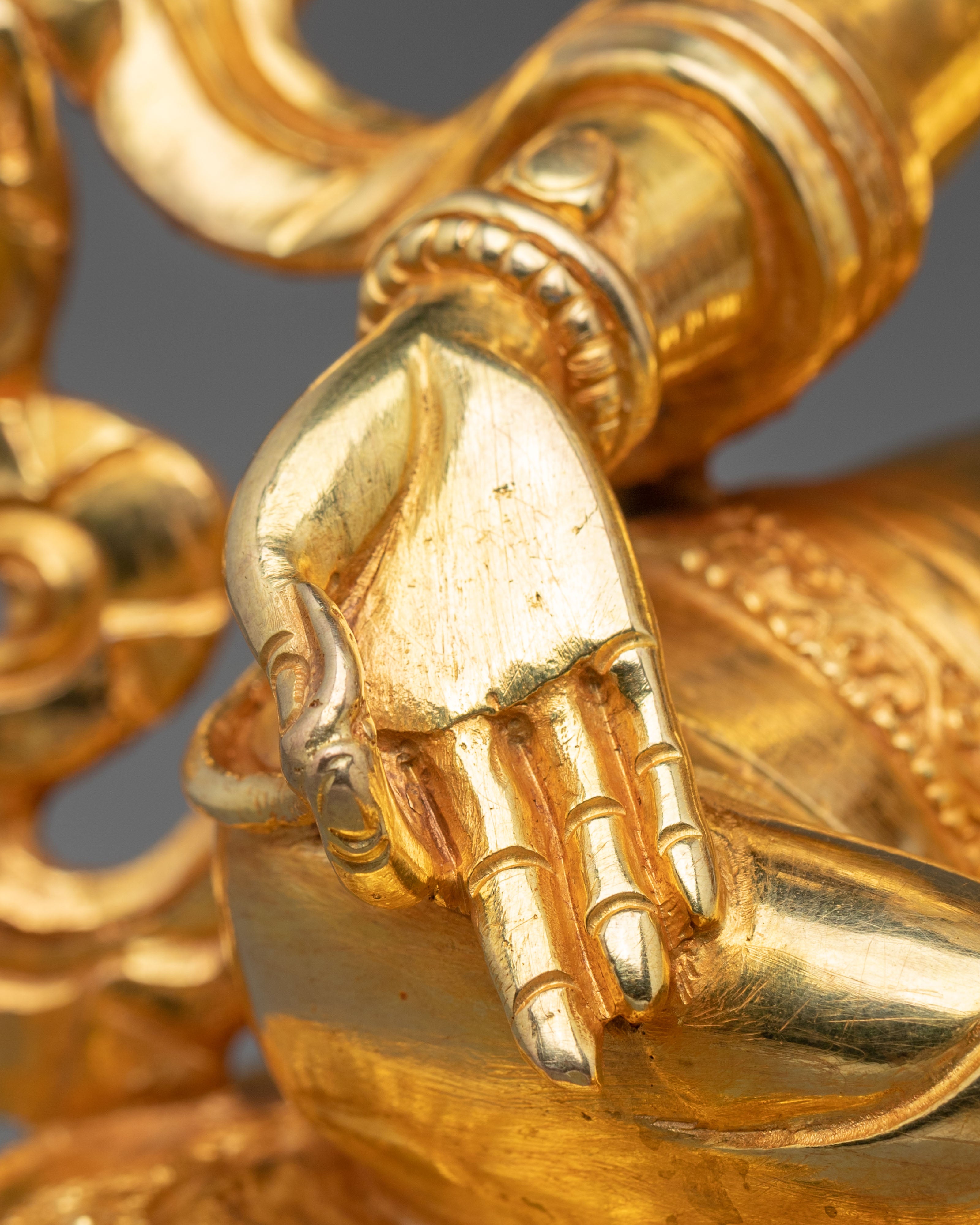 Buddhist Green Tara Meditation Statue in 24K Gold Gilded Copper