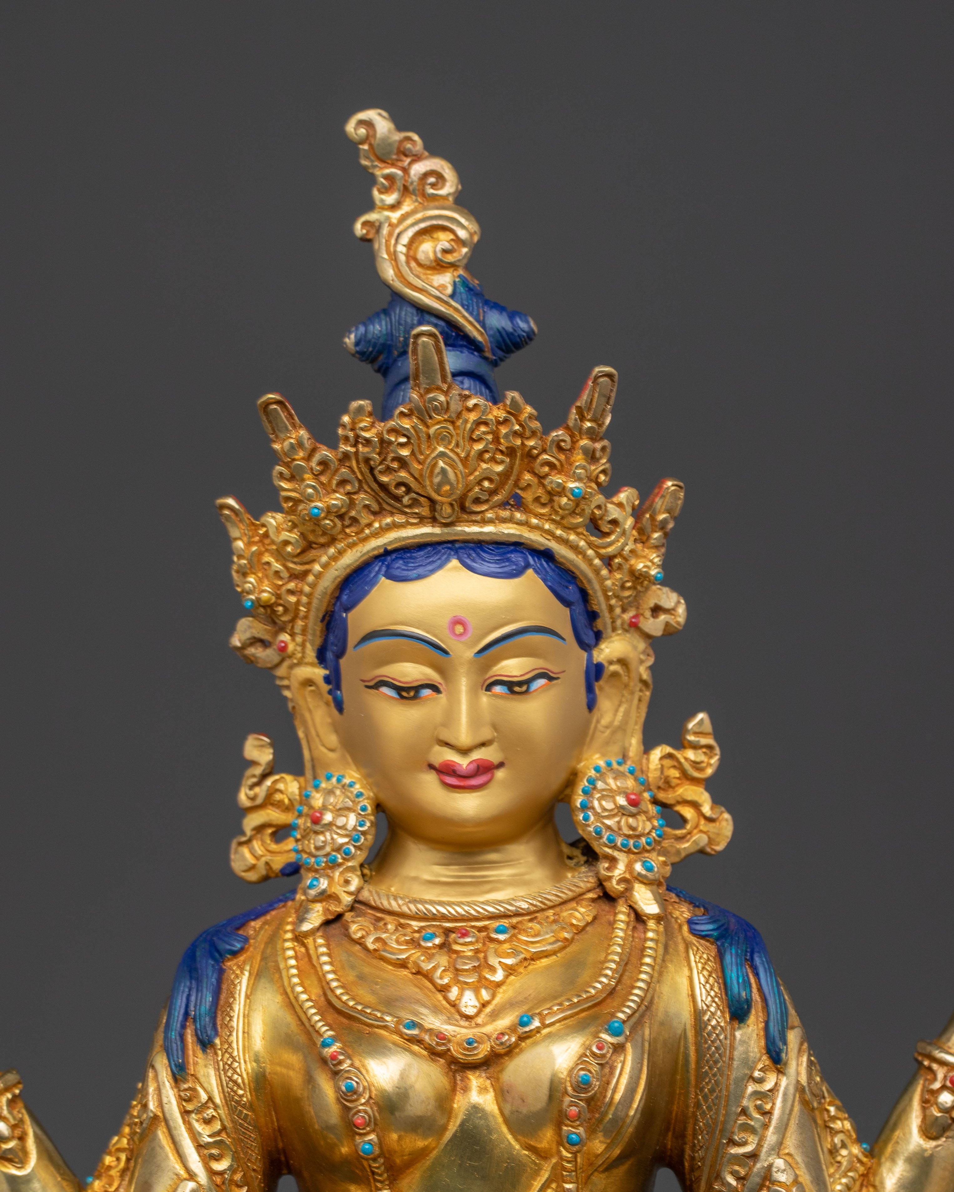 24K Gold Gilded Prajna Paramita Copper Statue