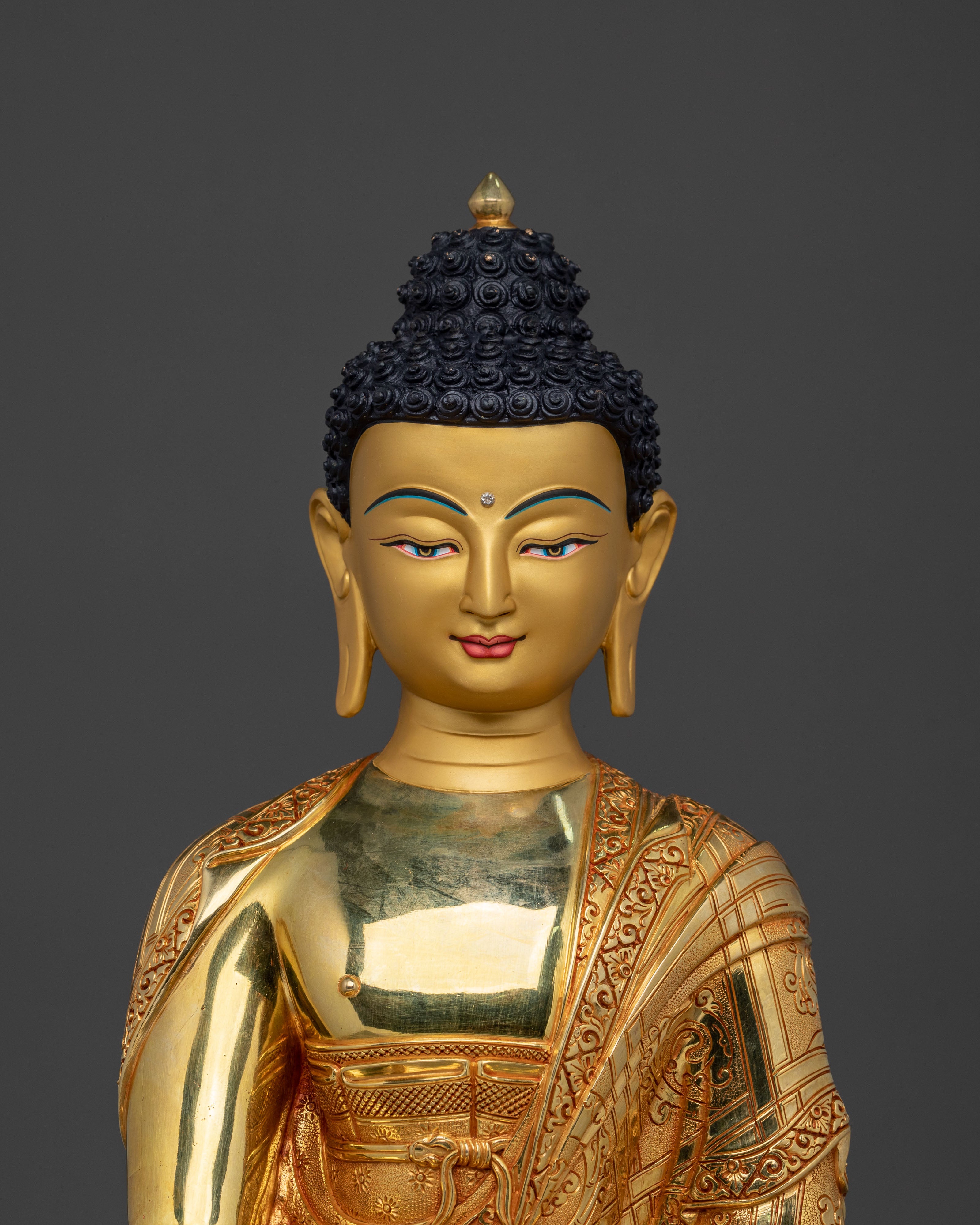 Hand Carved Shakyamuni Buddha Himalayan Statue