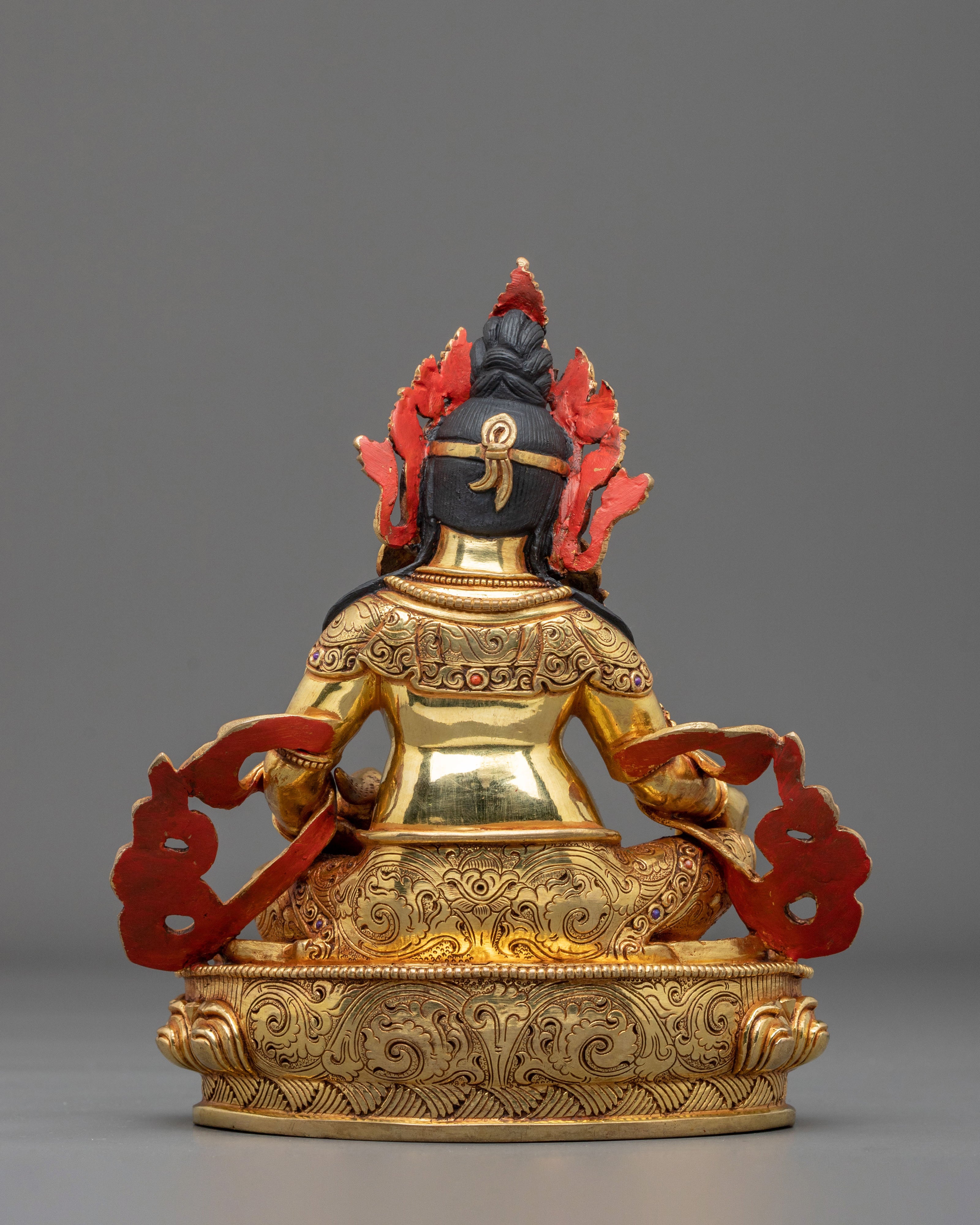 Dzambhala Wealth God Spiritual Statue | 24K Gold Gilded Copper Sculpture
