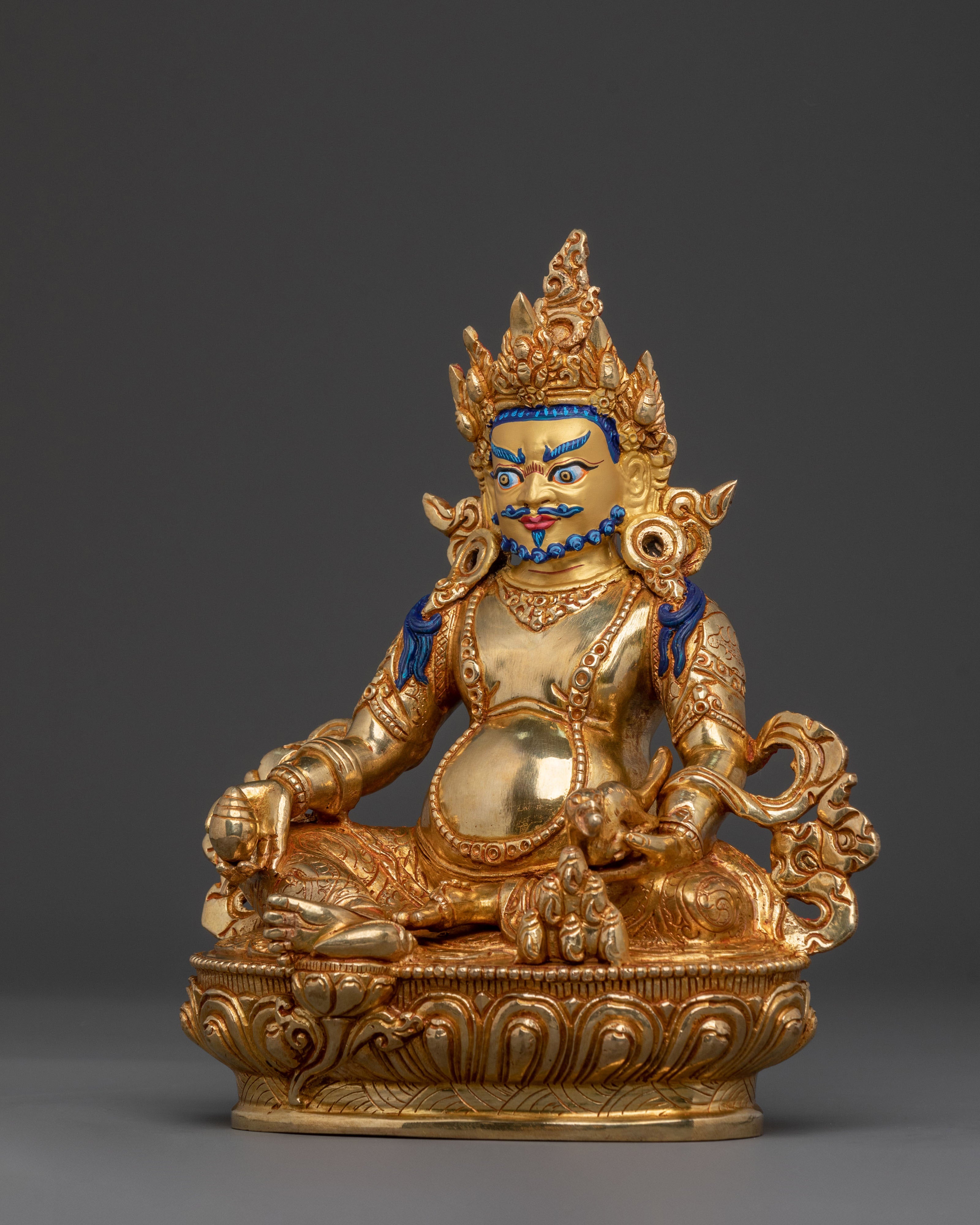 Radiant Wealth Deity Dzambhala Golden Figurine