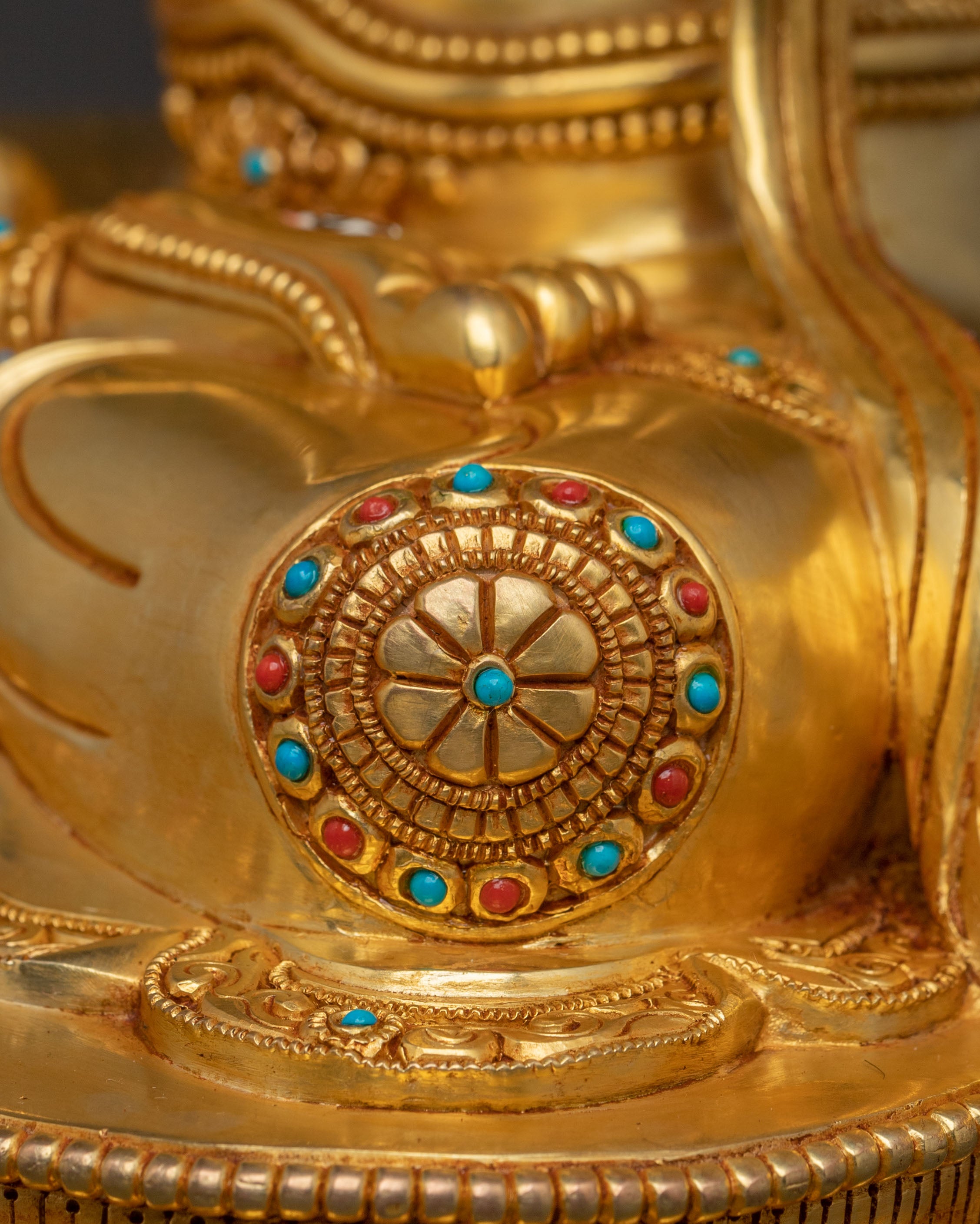 Sacred White Tara Figure | 24K Gold Gilded Statue