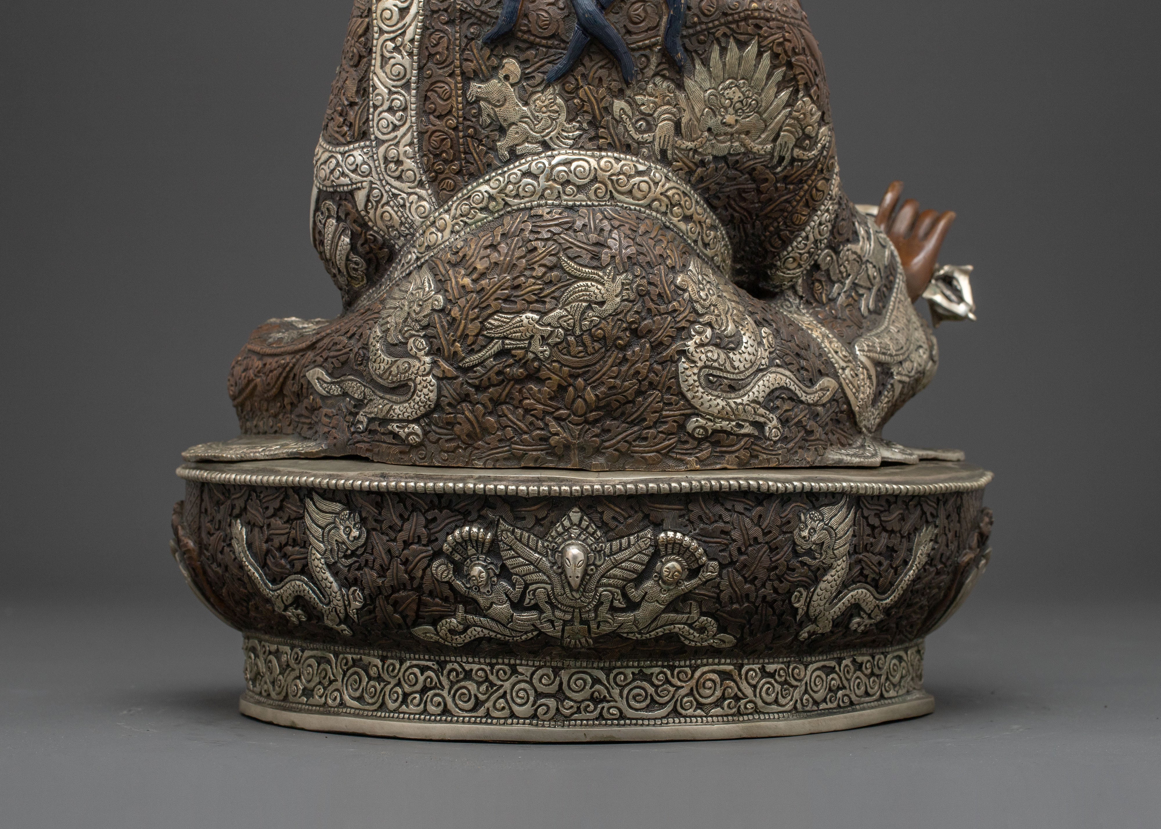 Padmasambhava Copper Statue for Altars – Hand-Gilded Serenity