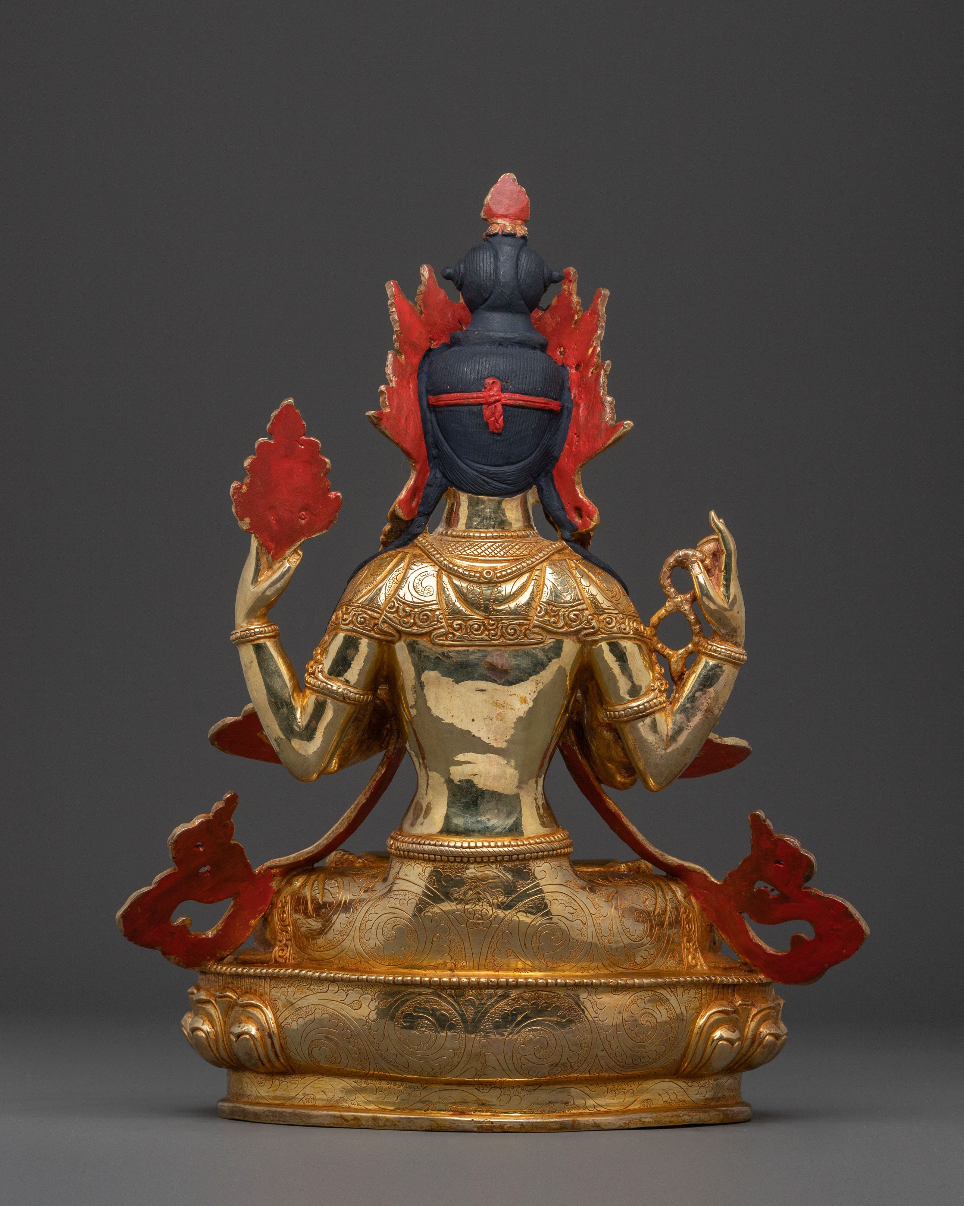 Chenrezig 24K Gold Gilded Statue: Divine Presence