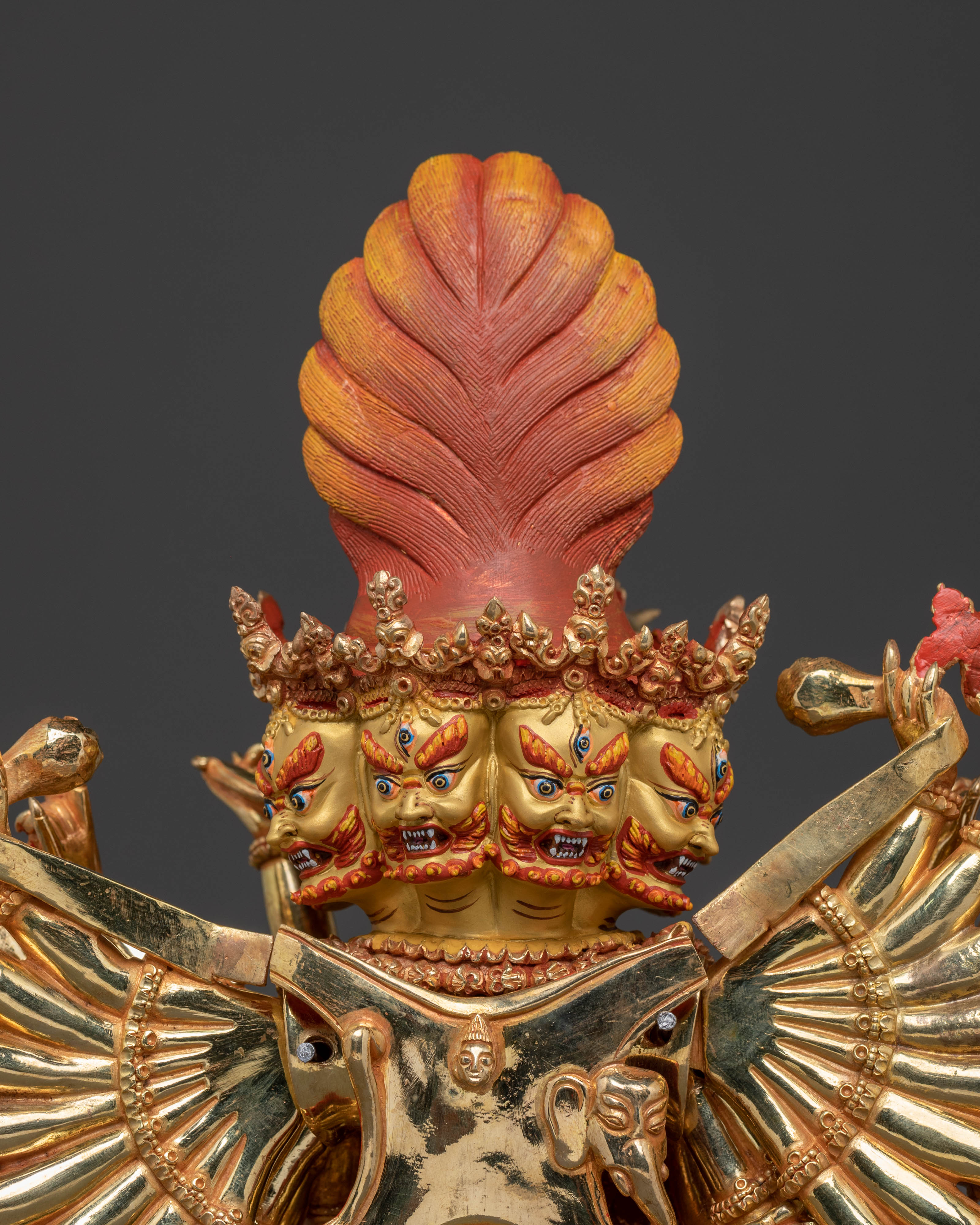 Sacred Yamantaka Statue: Hand-Gilded Copper Artistry