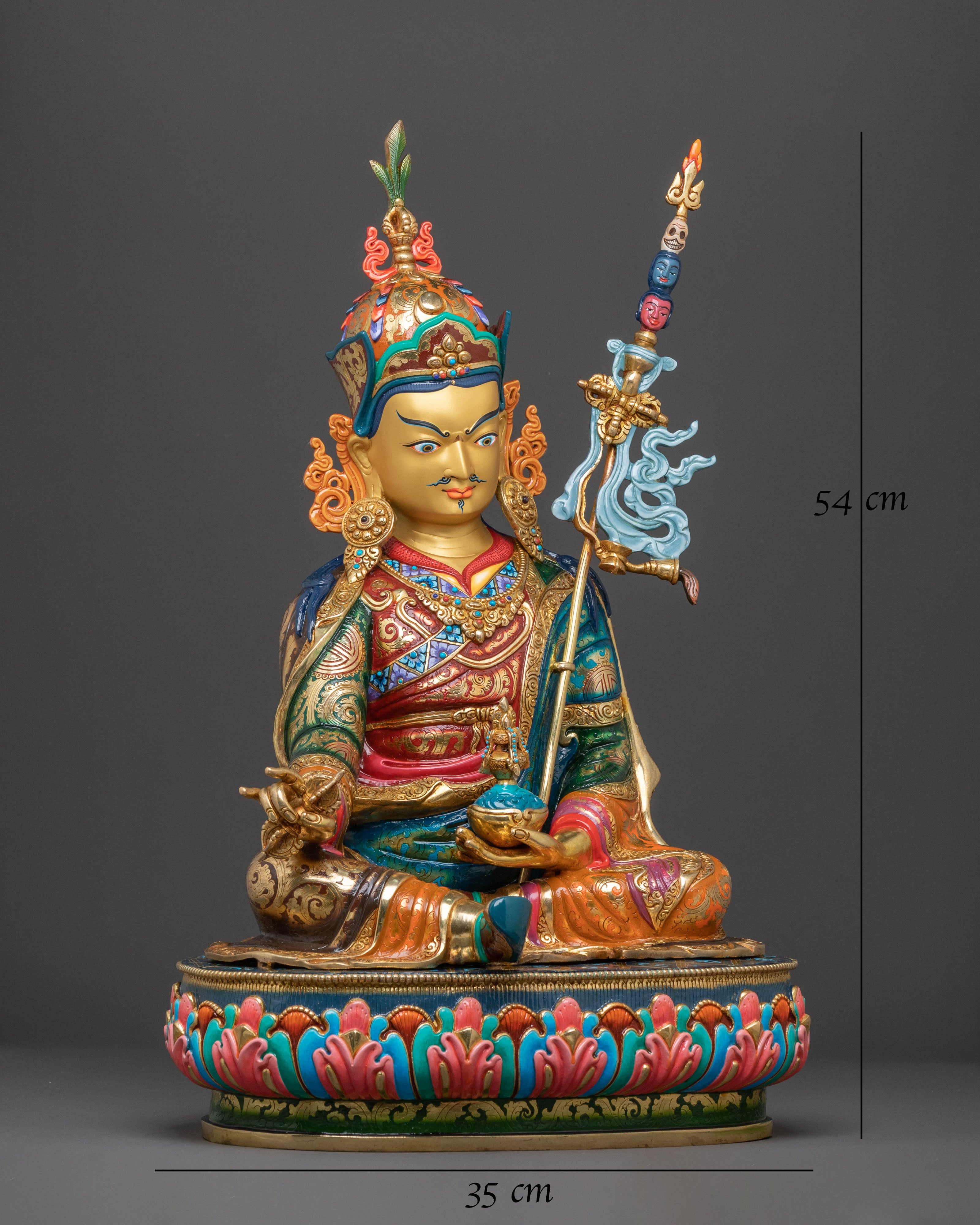 Magnificent Guru Rinpoche Vajra Master Statue | 24K Gold Gilded