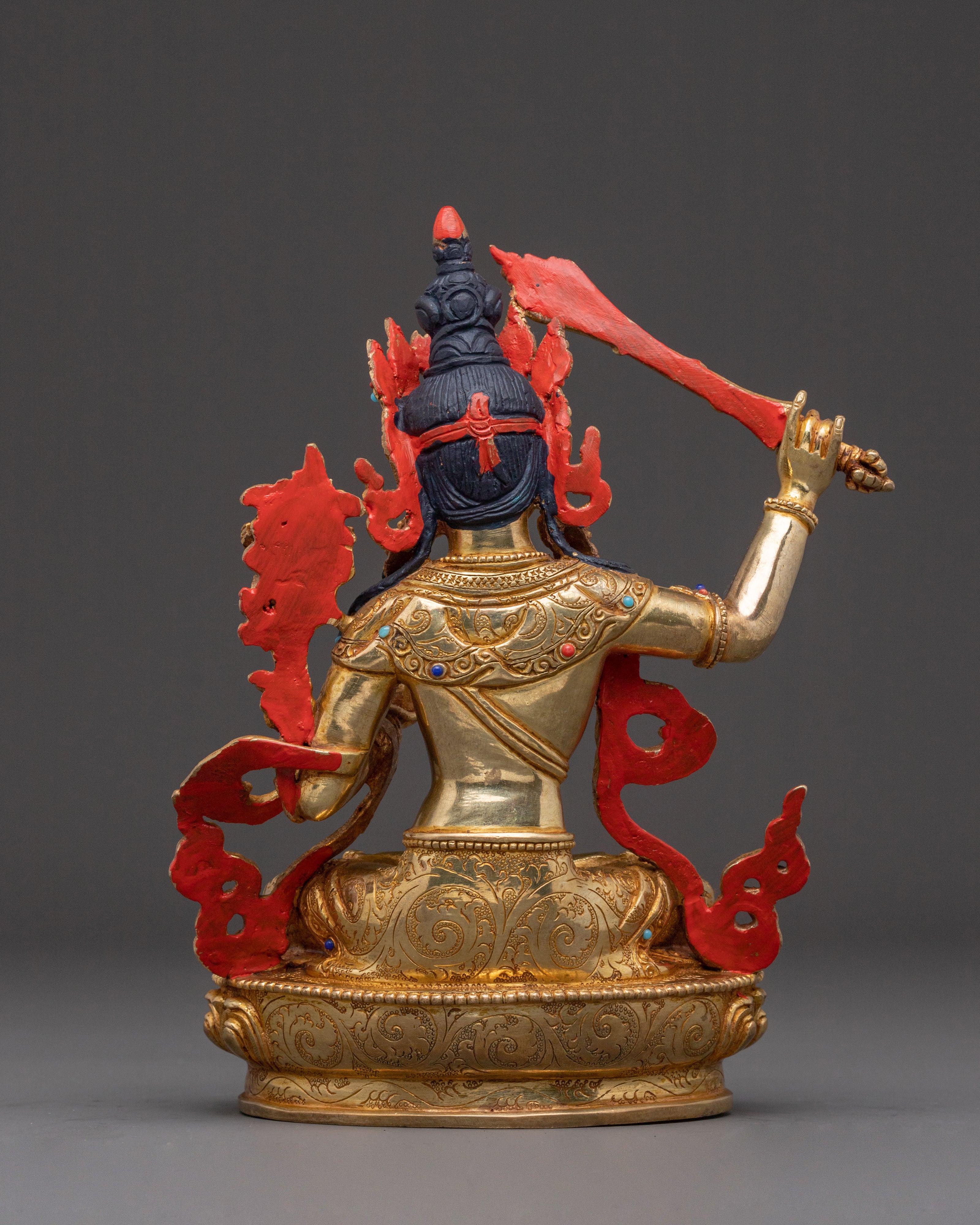 Manjushri Statue Sword of Enlightenment - 24K Gold Gilded