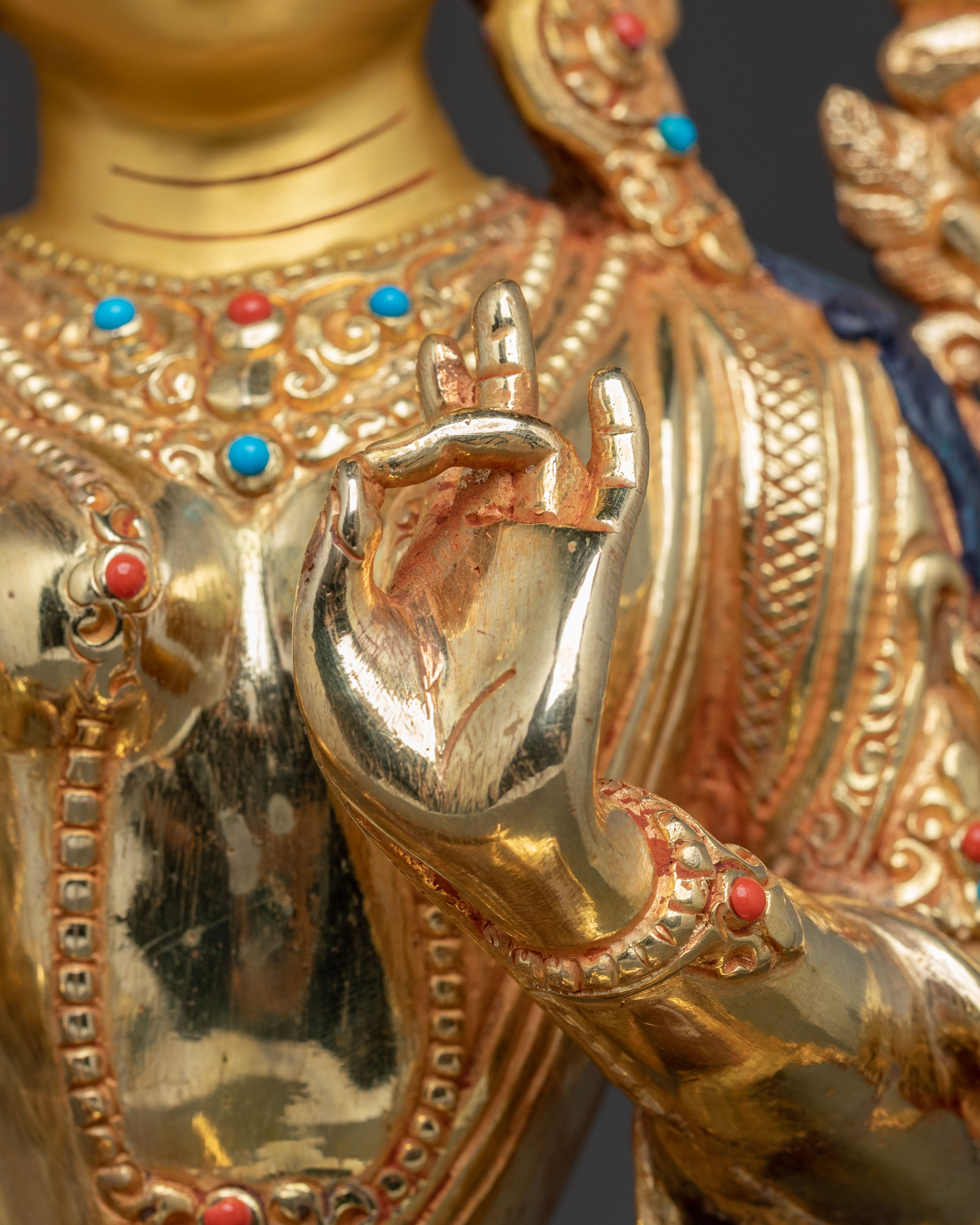 Handmade Golden Green Tara Statue | Mother of Liberation