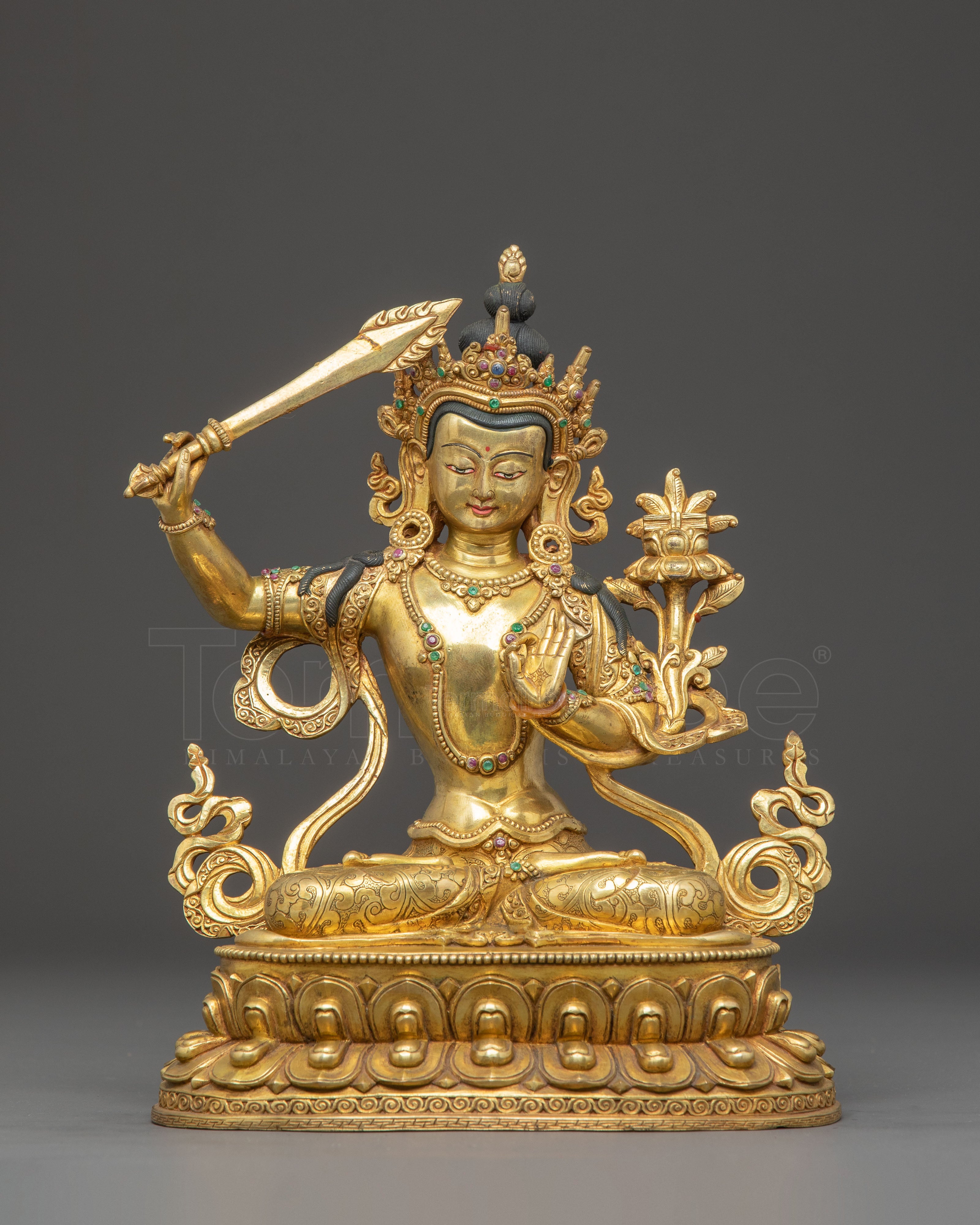 Handmade Manjushri Copper Body Statue