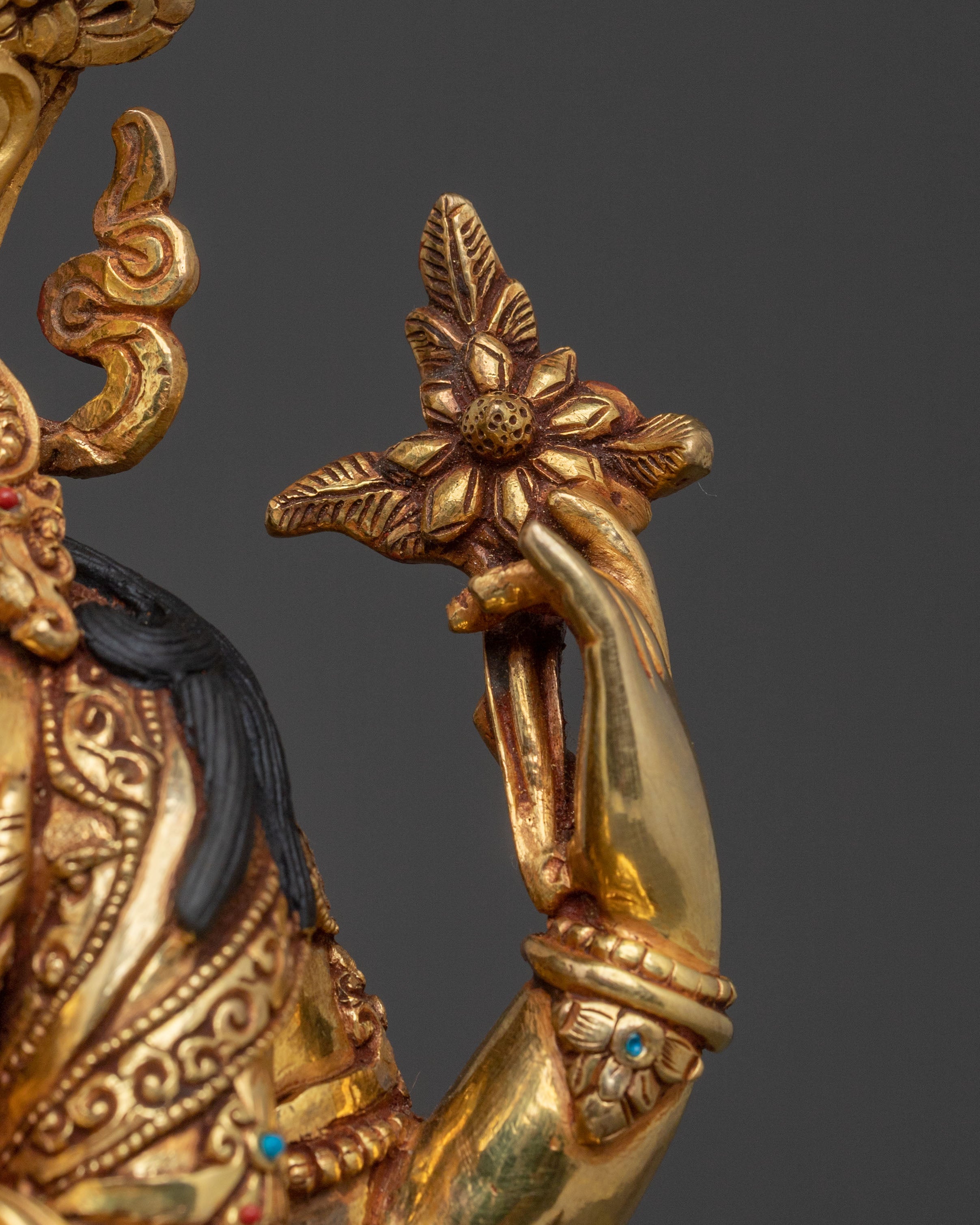Chenrezig Sacred Statue | 24K Gold Gilded Compassion Deity