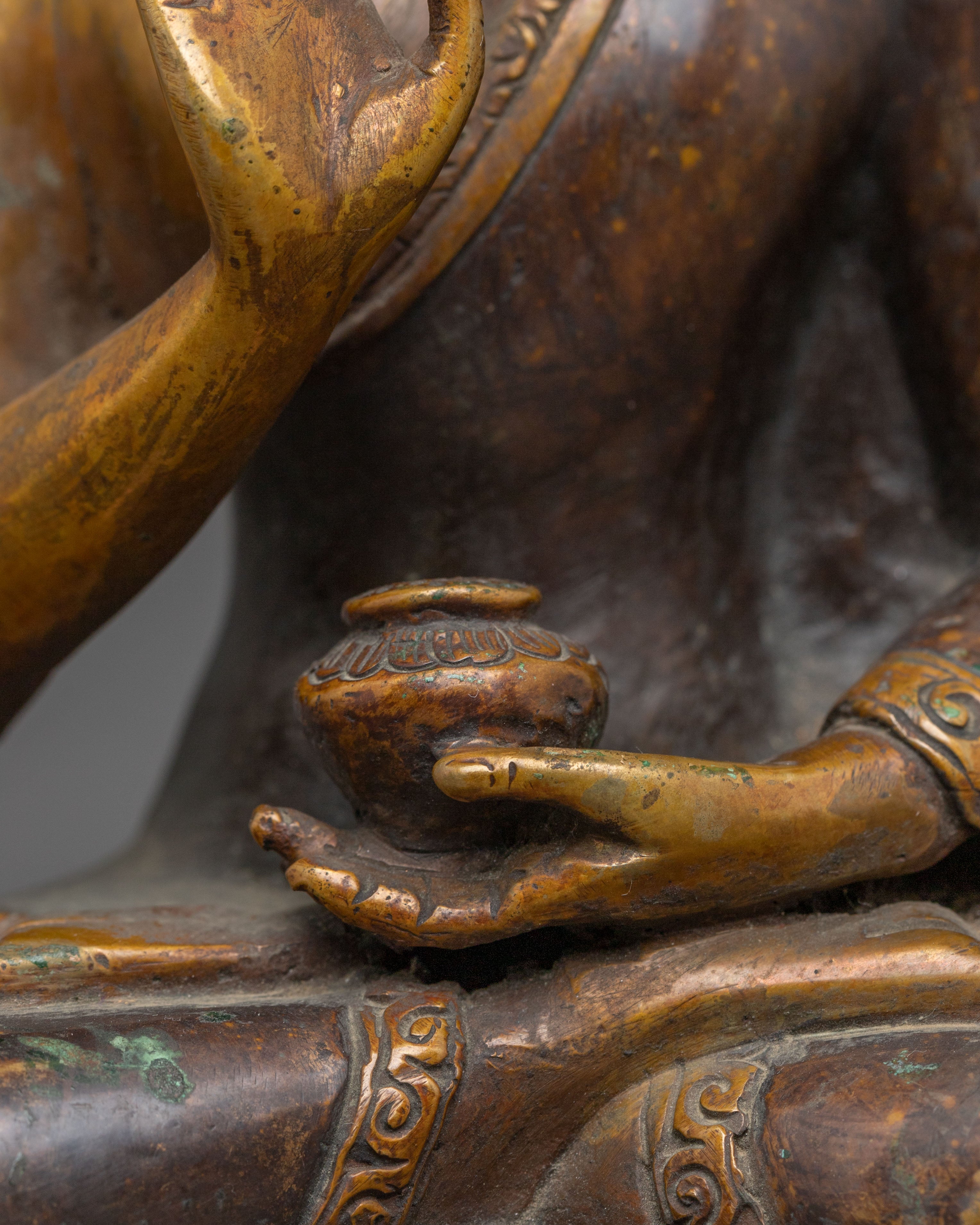 Handmade Amogasiddhi Oxidized Copper Statue | Altar Decor for Meditation