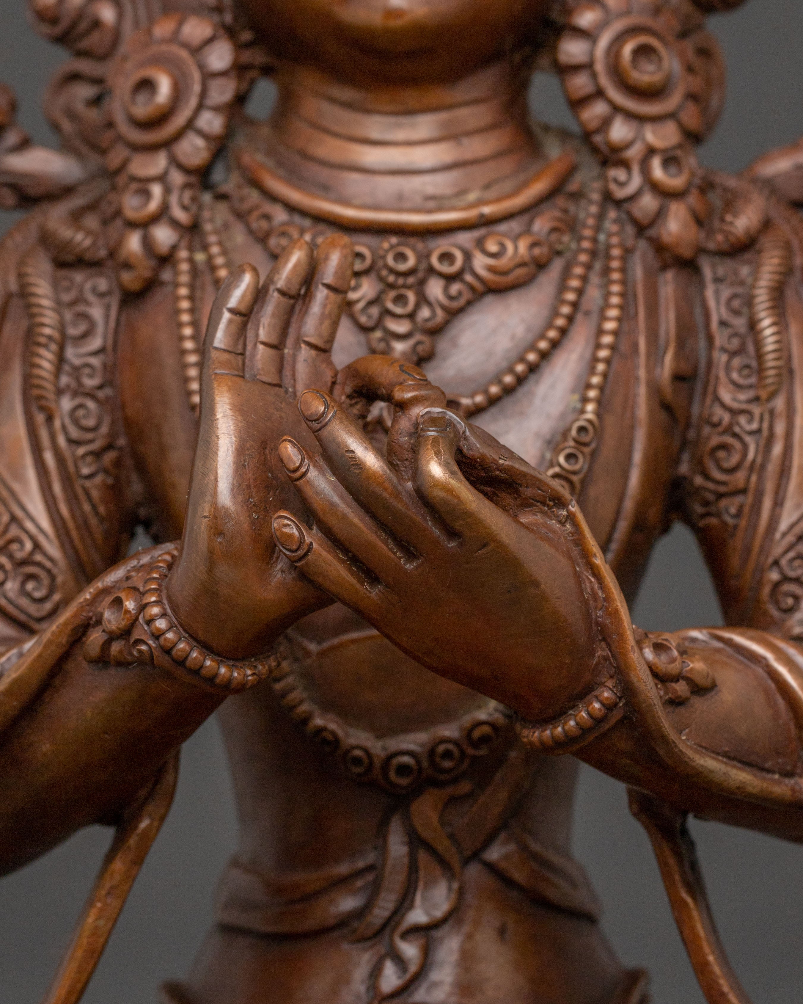 Maitreya Buddha Statue of Hope: Oxidized Copper Artistry