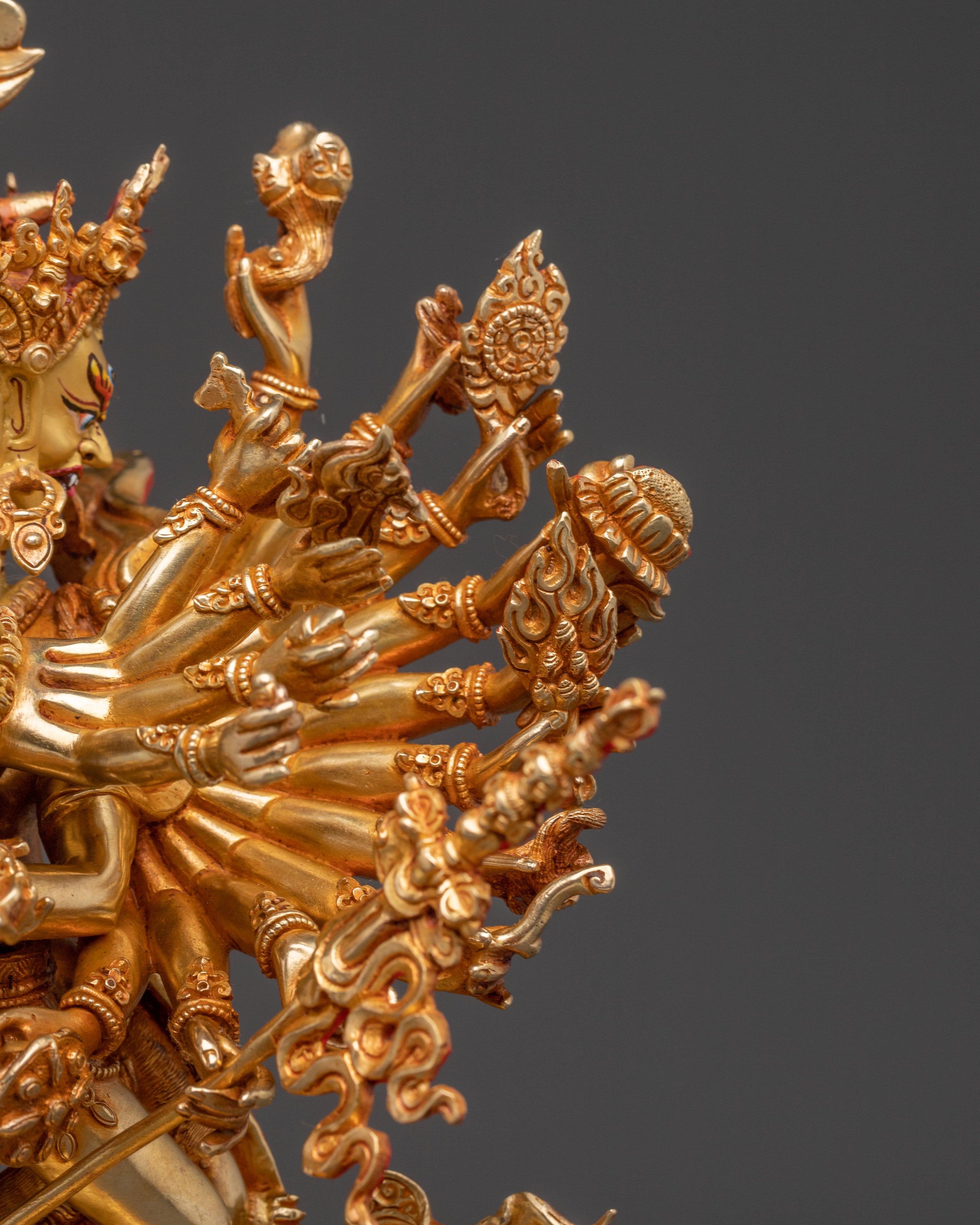 Sacred Statue of Kalachakra - 24K Gold Gilded