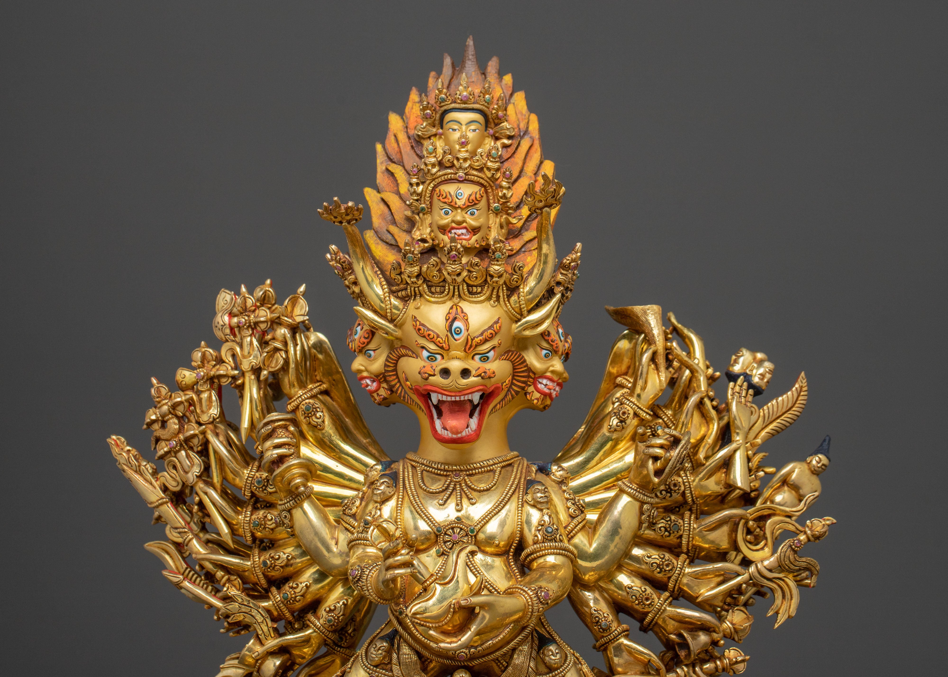 Fierce Deity Yamantaka Statue | 24K Gold Gilded