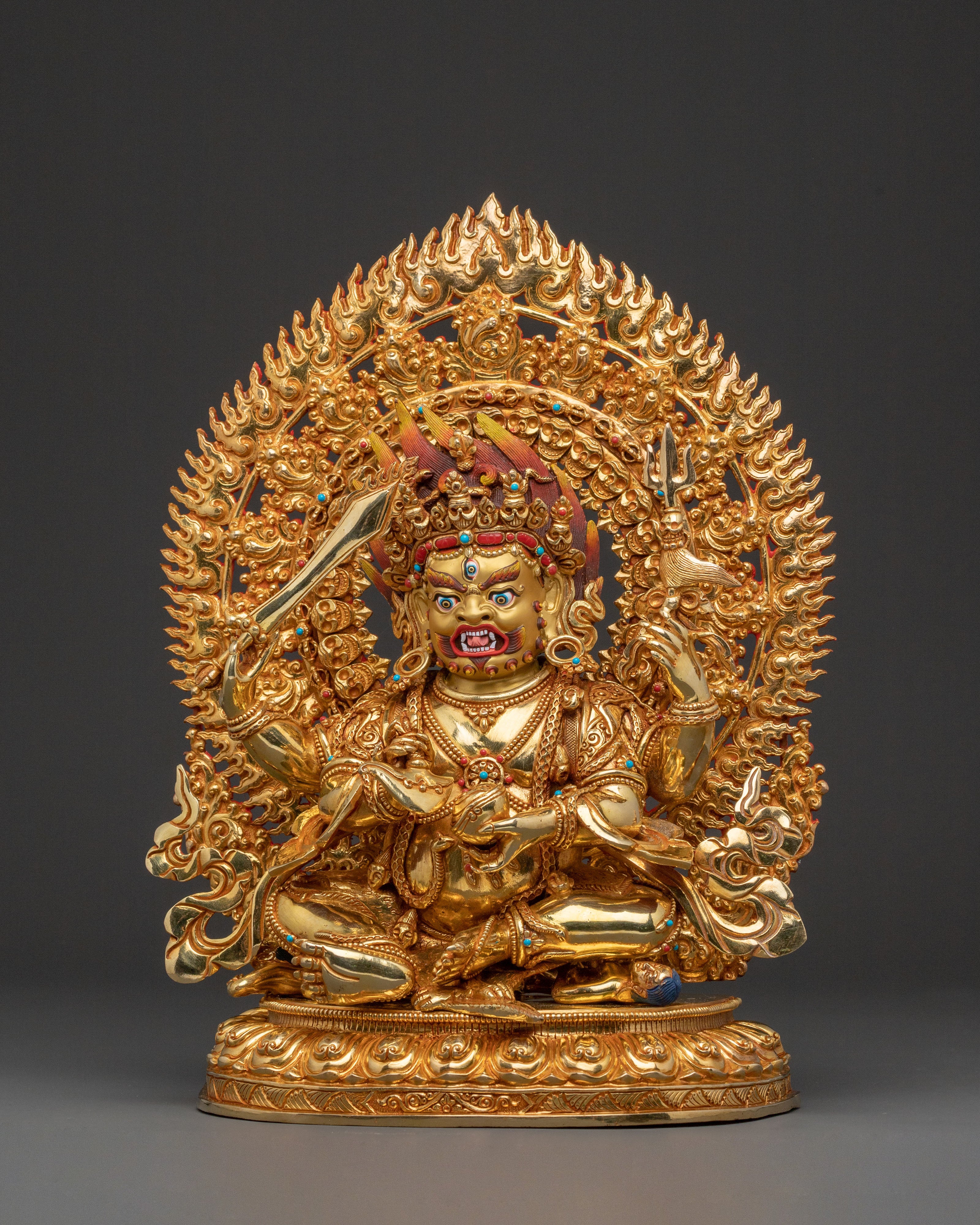 Four Armed Mahakala Statue: Fierce Protector