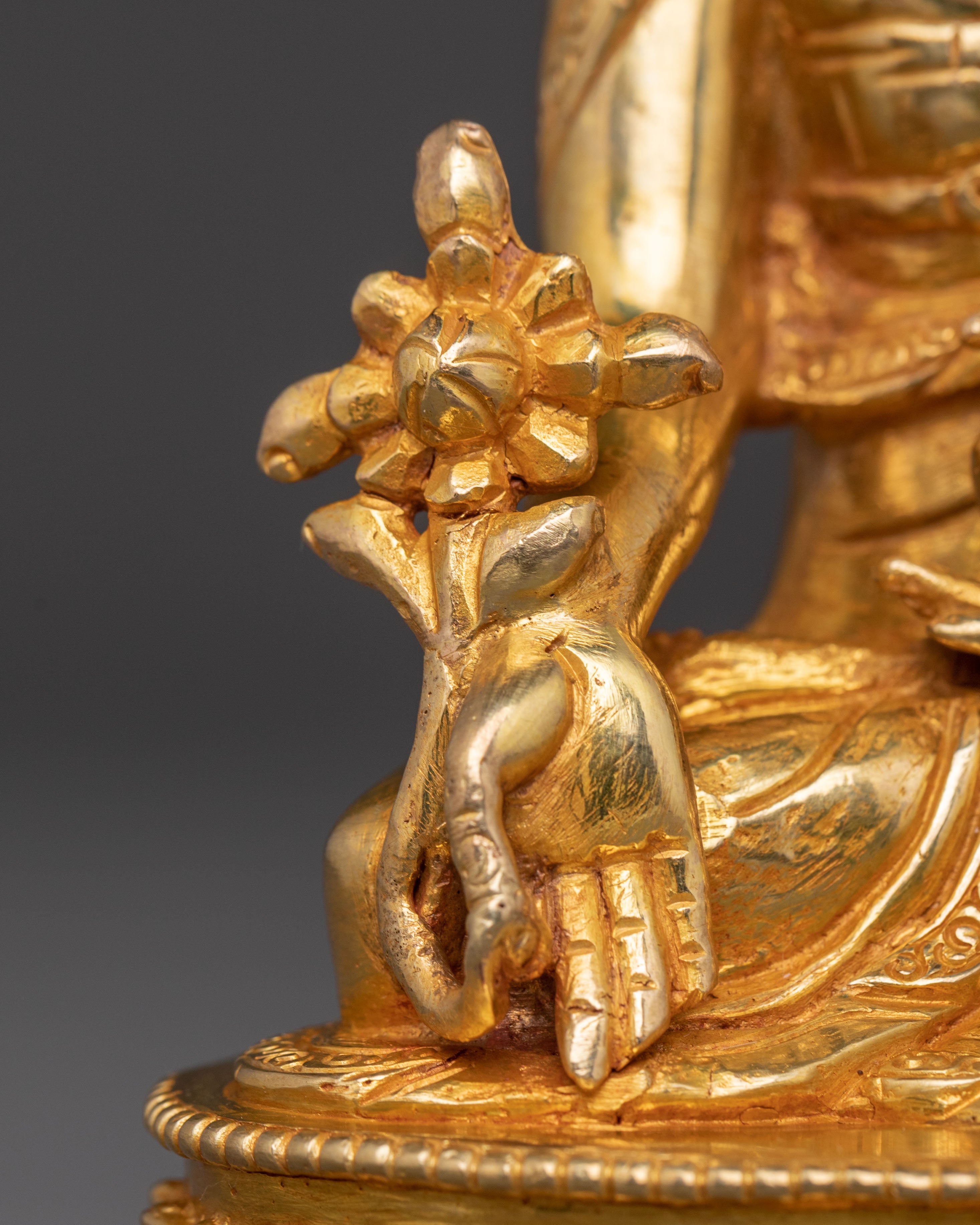 Medicine Buddha Gold Gilded Sacred Statue - Radiant Healing Art