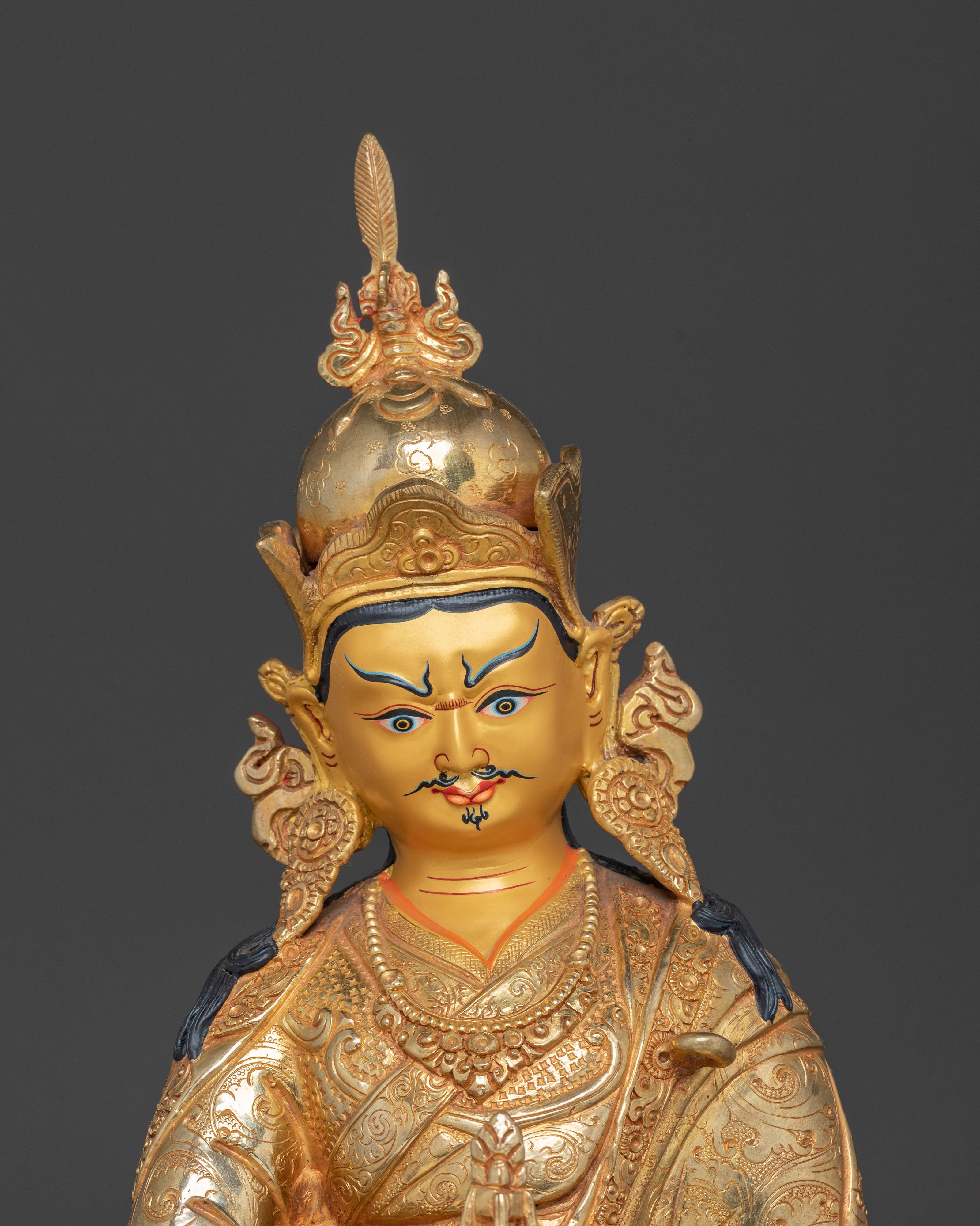 Golden Lotus Born Guru Rinpoche Statue