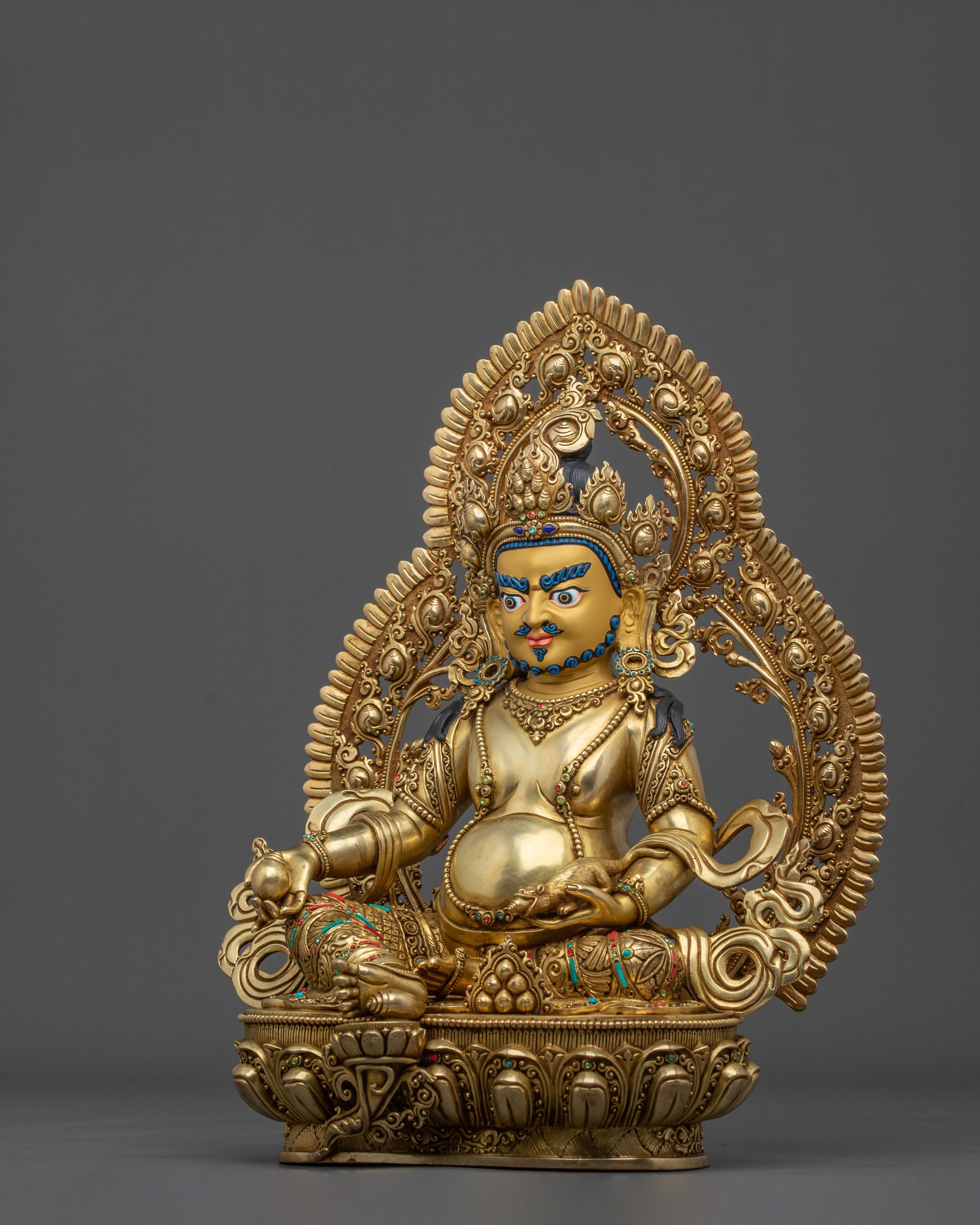 Dzambhala Acrylic Painted Sculpture | Golden Figurine