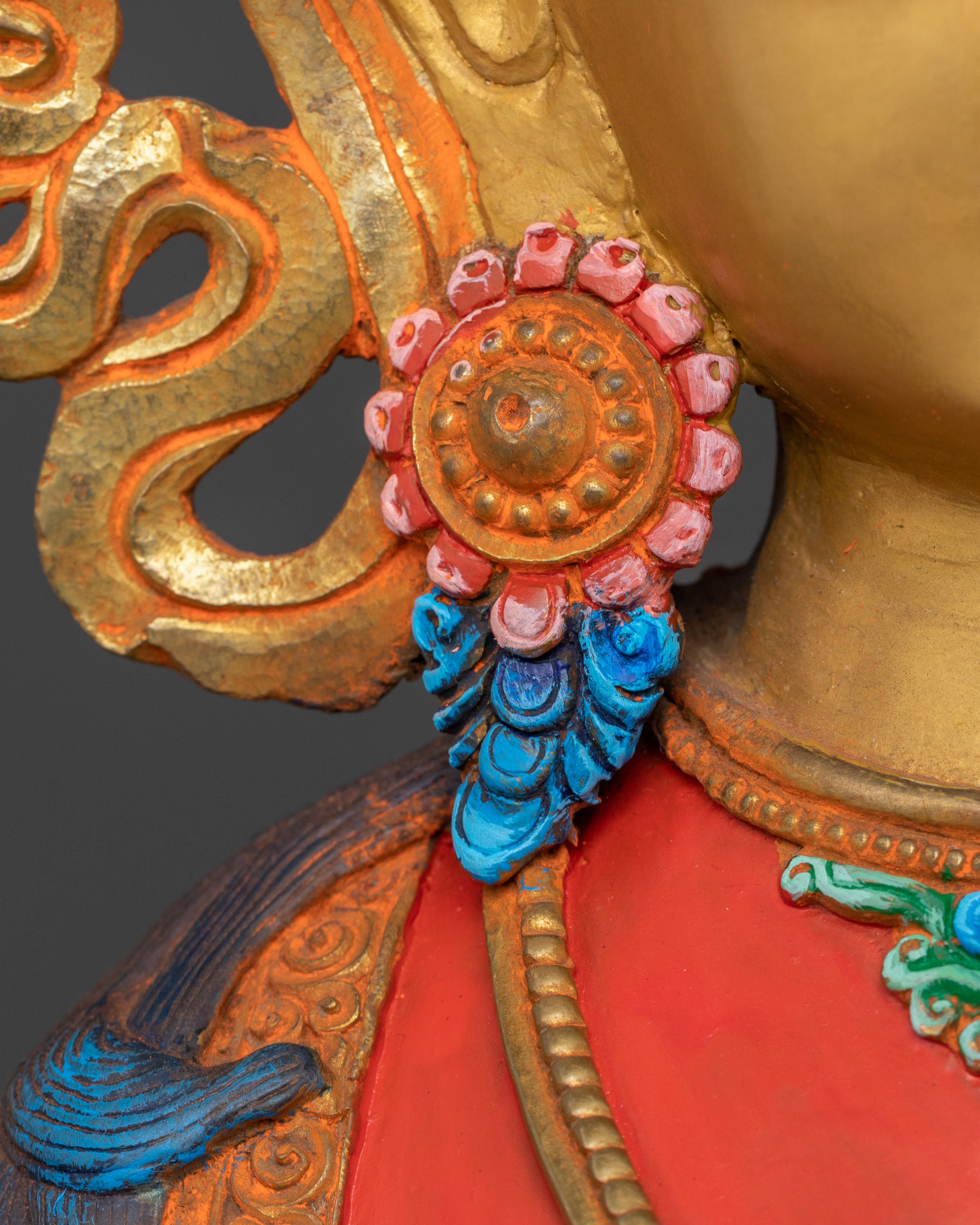 Amitayus Statue Tsepakme: 24K Gold Gilded Copper