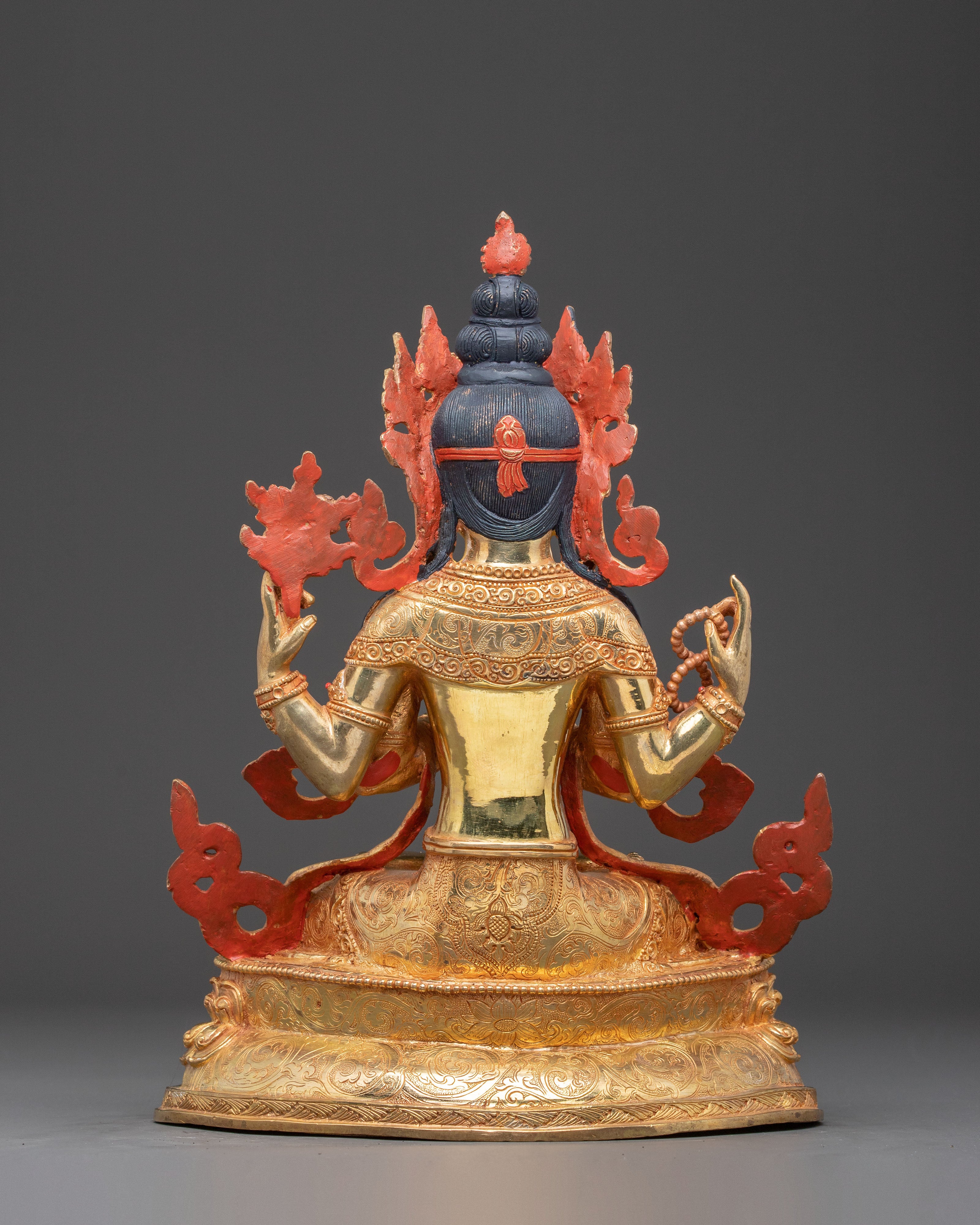 24K Gold Gilded Chenrezig Handmade Statue | Bodhisattva of Compassion