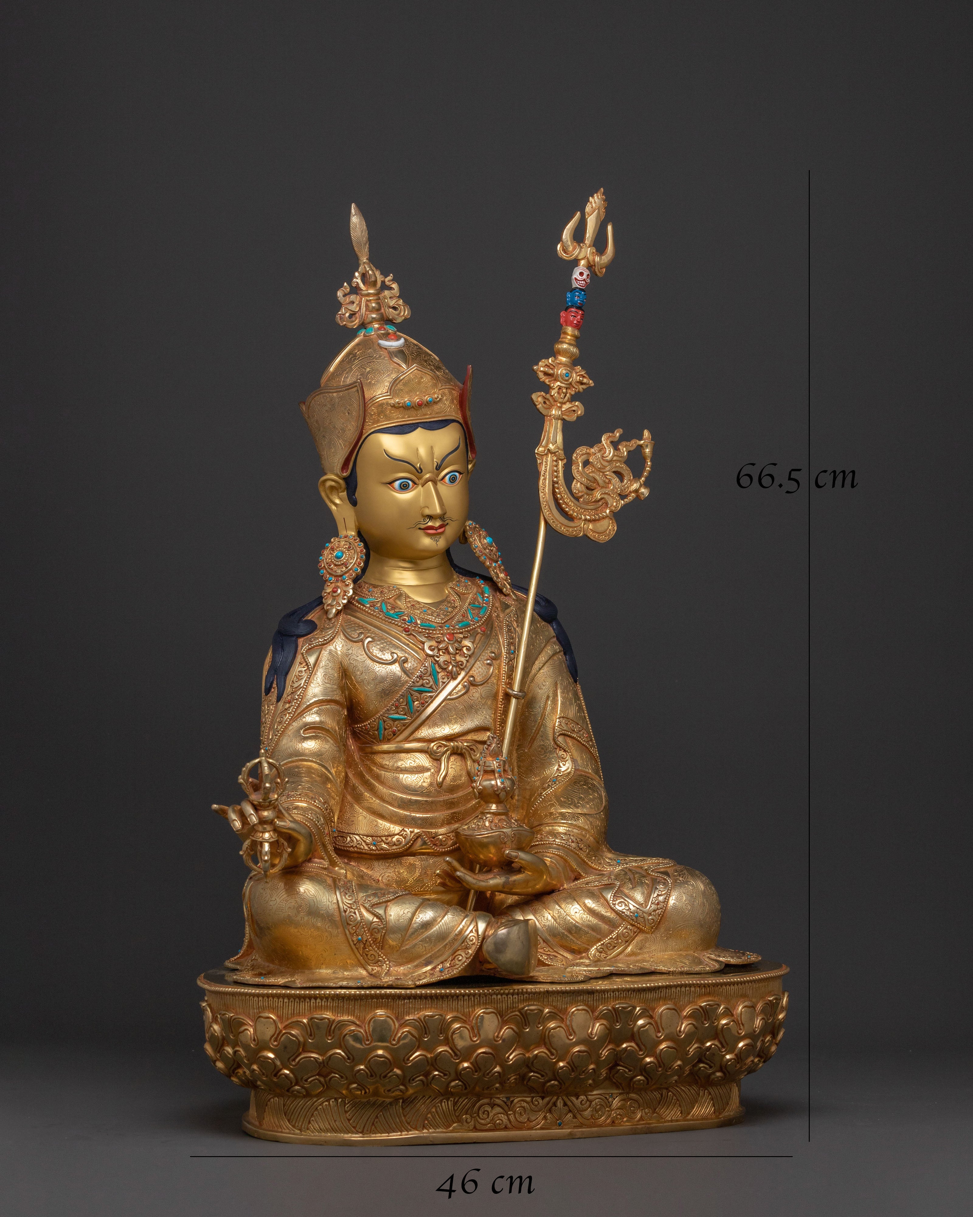 A Majestic Guru Rinpoche Handcrafted Statue