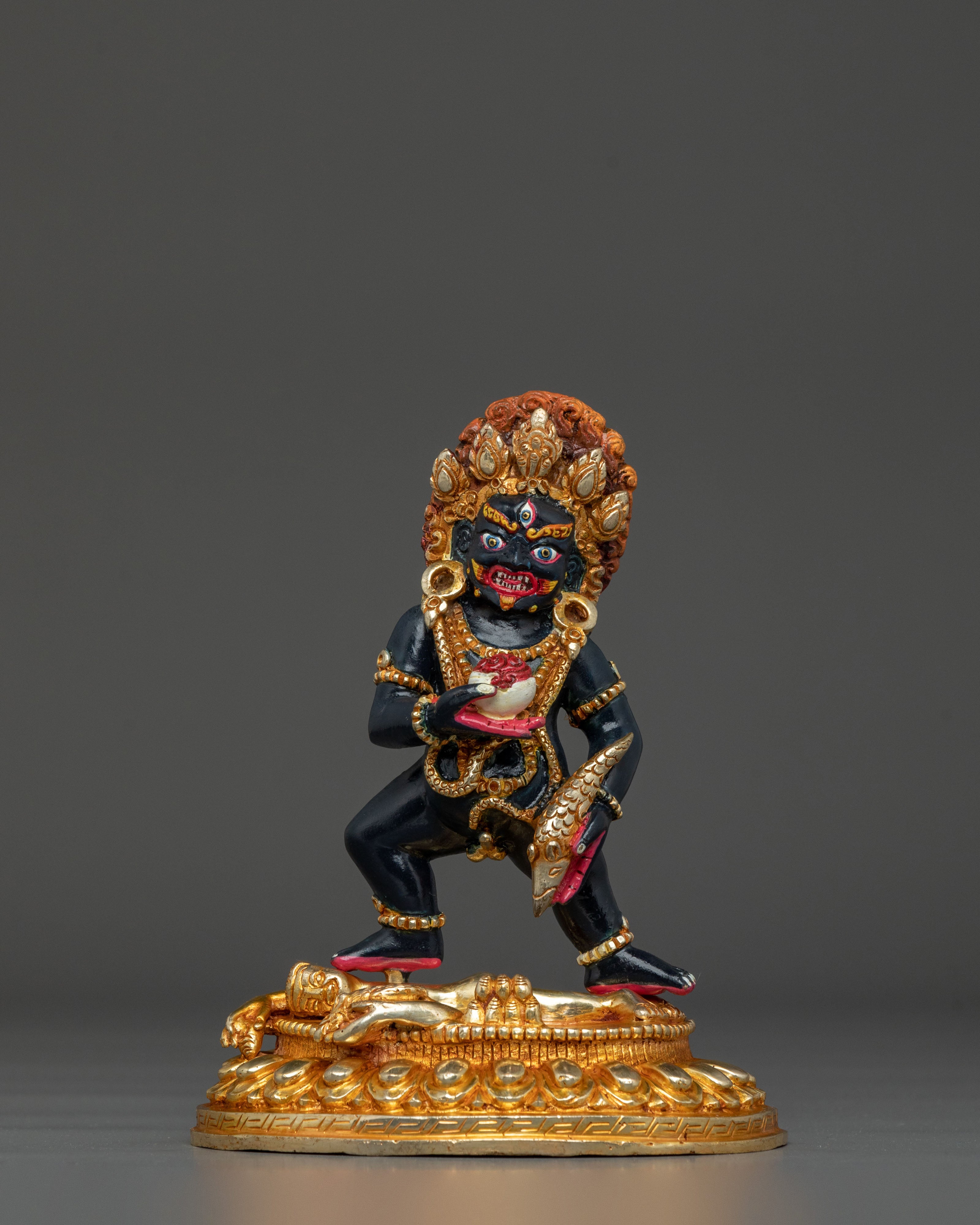Black Dzambhala Protector Statue | Traditional Buddhist Deity Figure