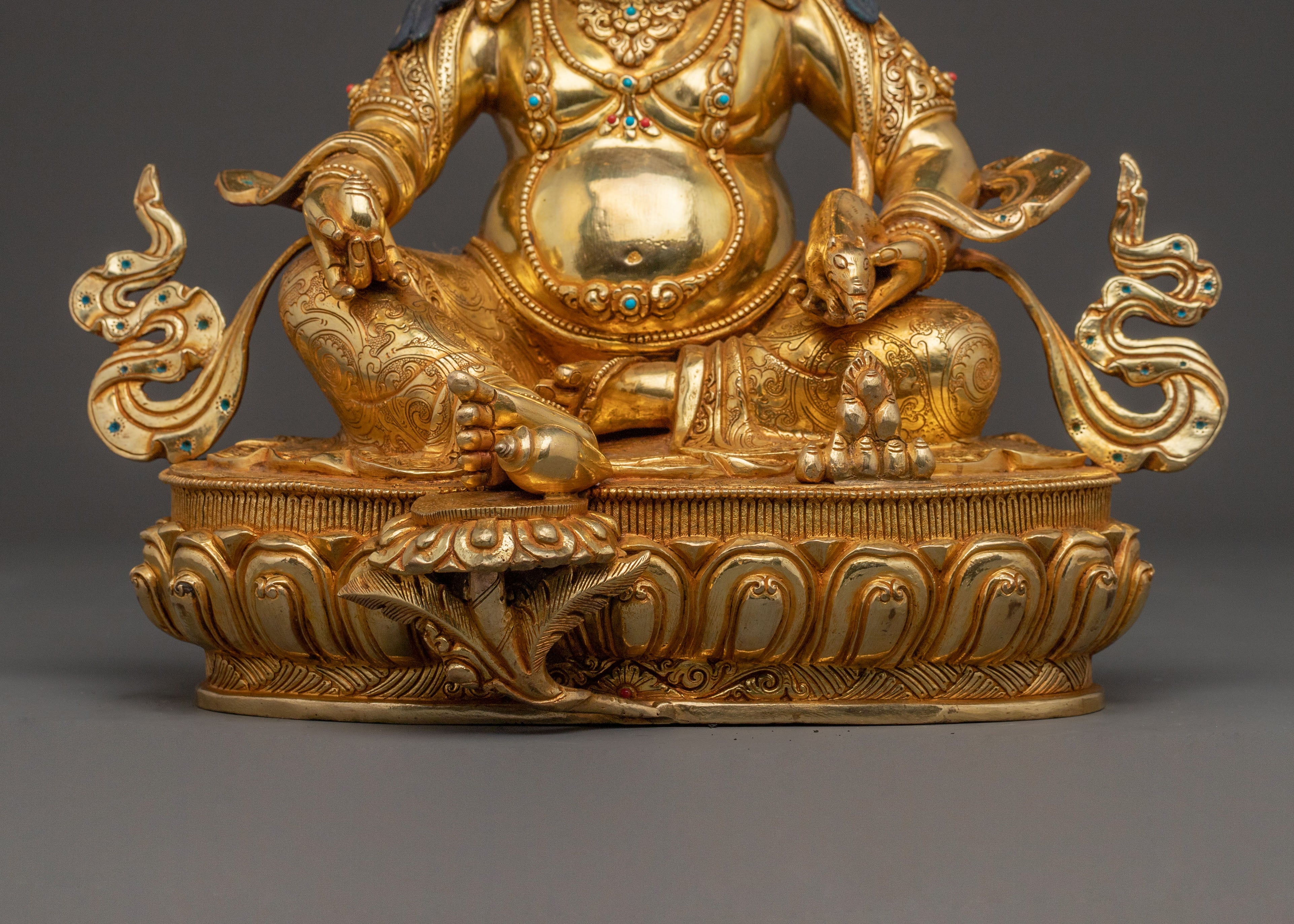 24k Gold Gilded Dzambhala Copper Statue – Prosperity Embodied