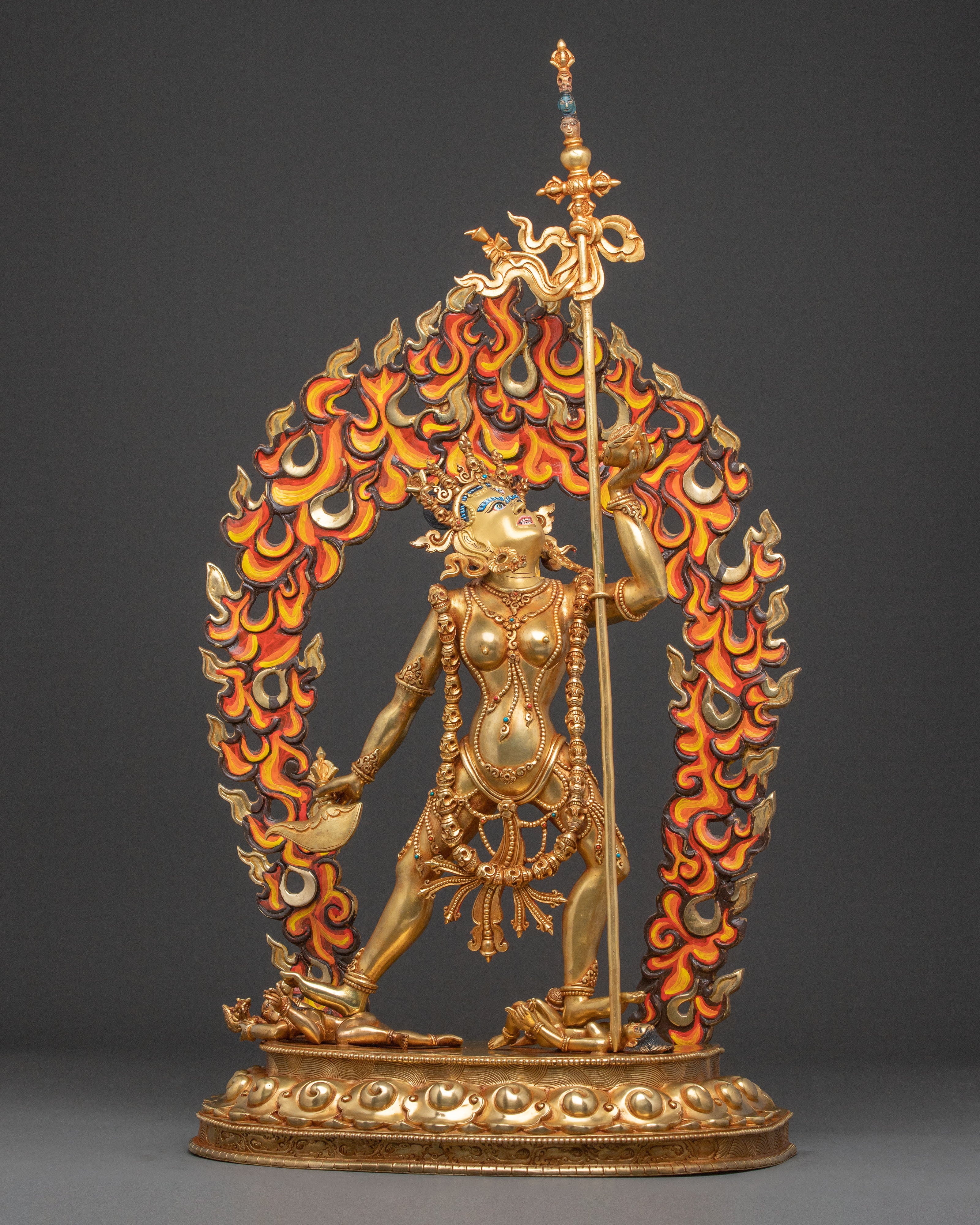 Sacred Vajrayogini Golden Statue – Radiant Himalayan Copper