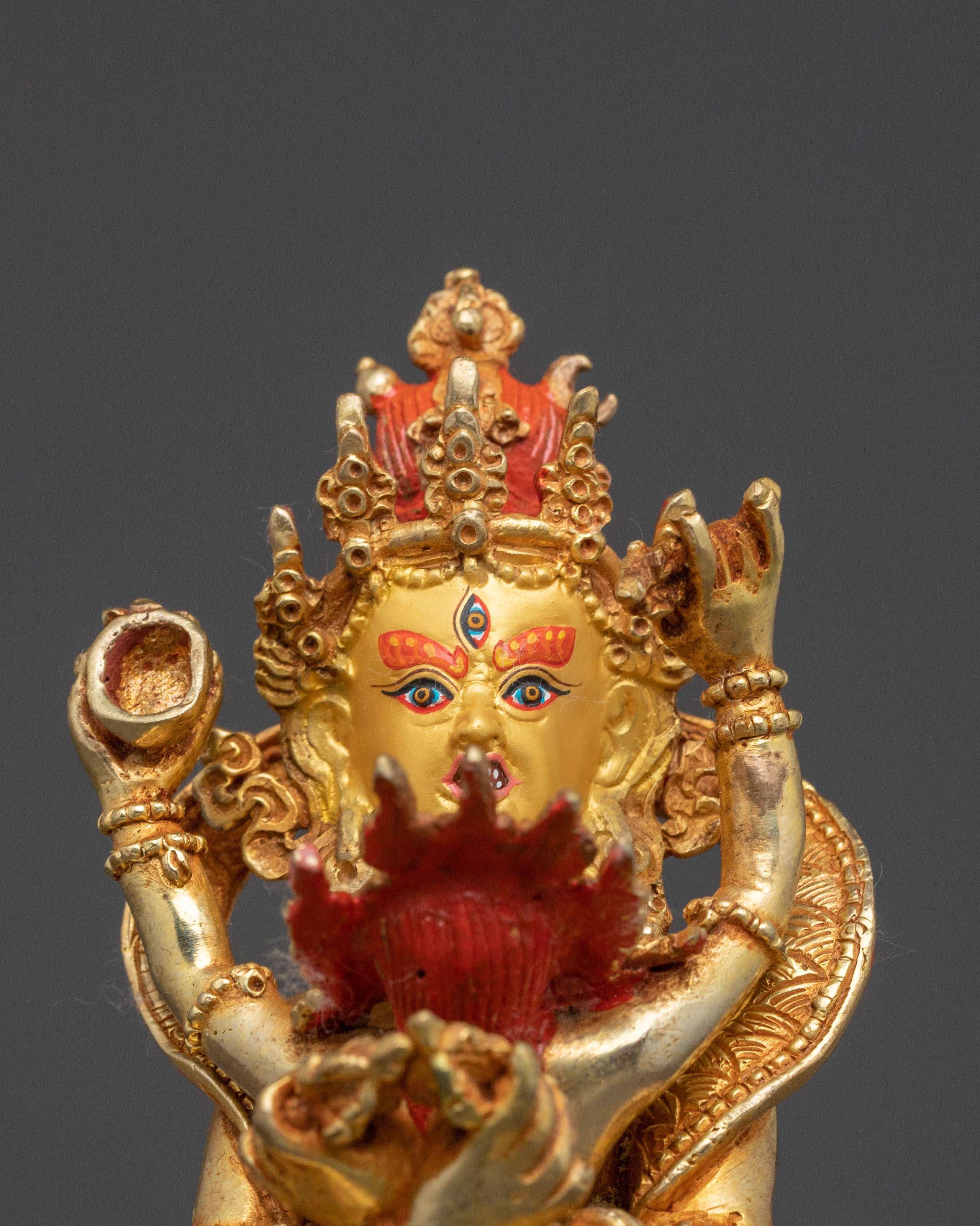 Exquisite Gold Gilded Heruka Deity Chakrasambhara Statue