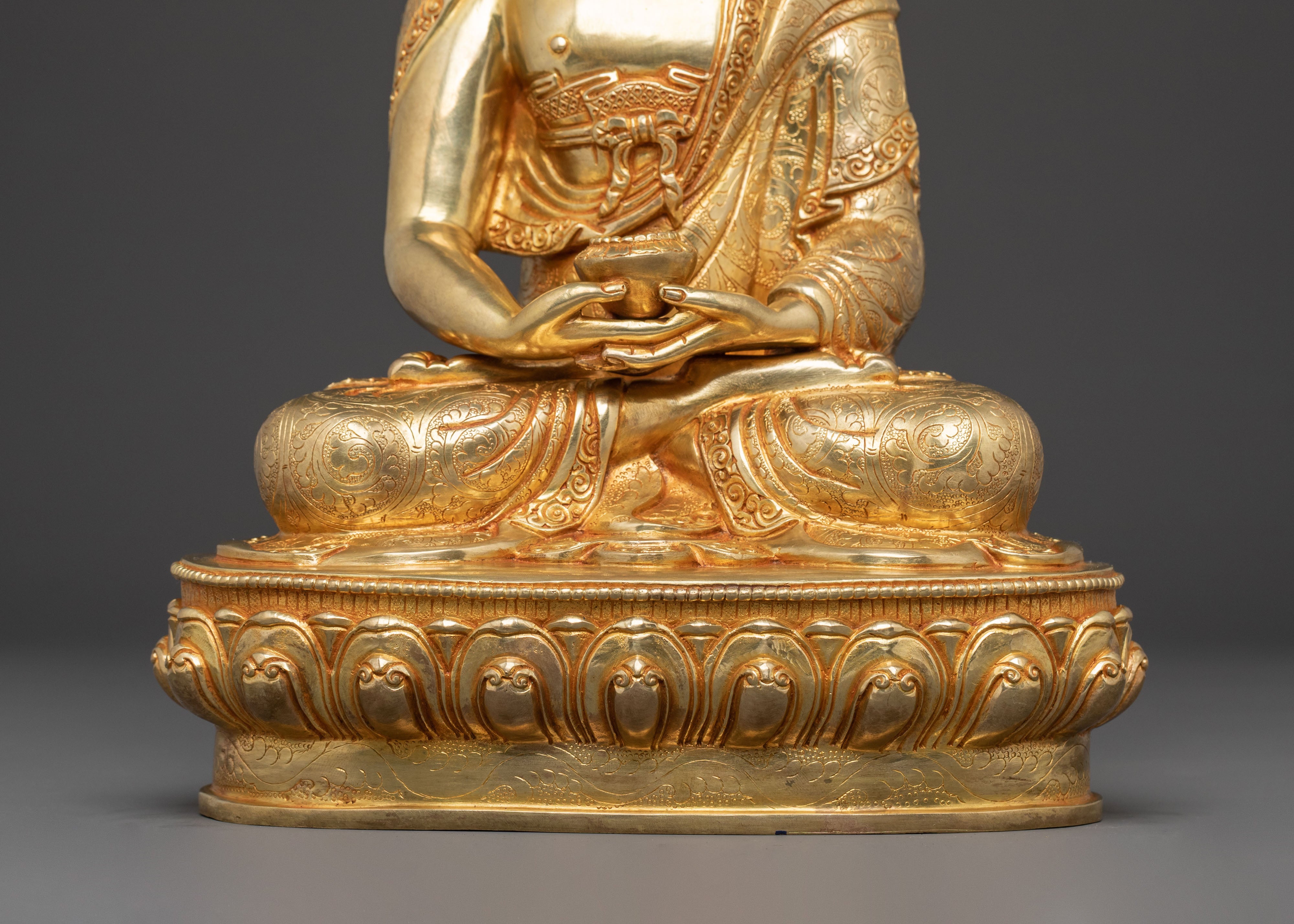 24k Gold Gilded Amitabha Buddha Spiritual Statue – Exquisite Copper Art