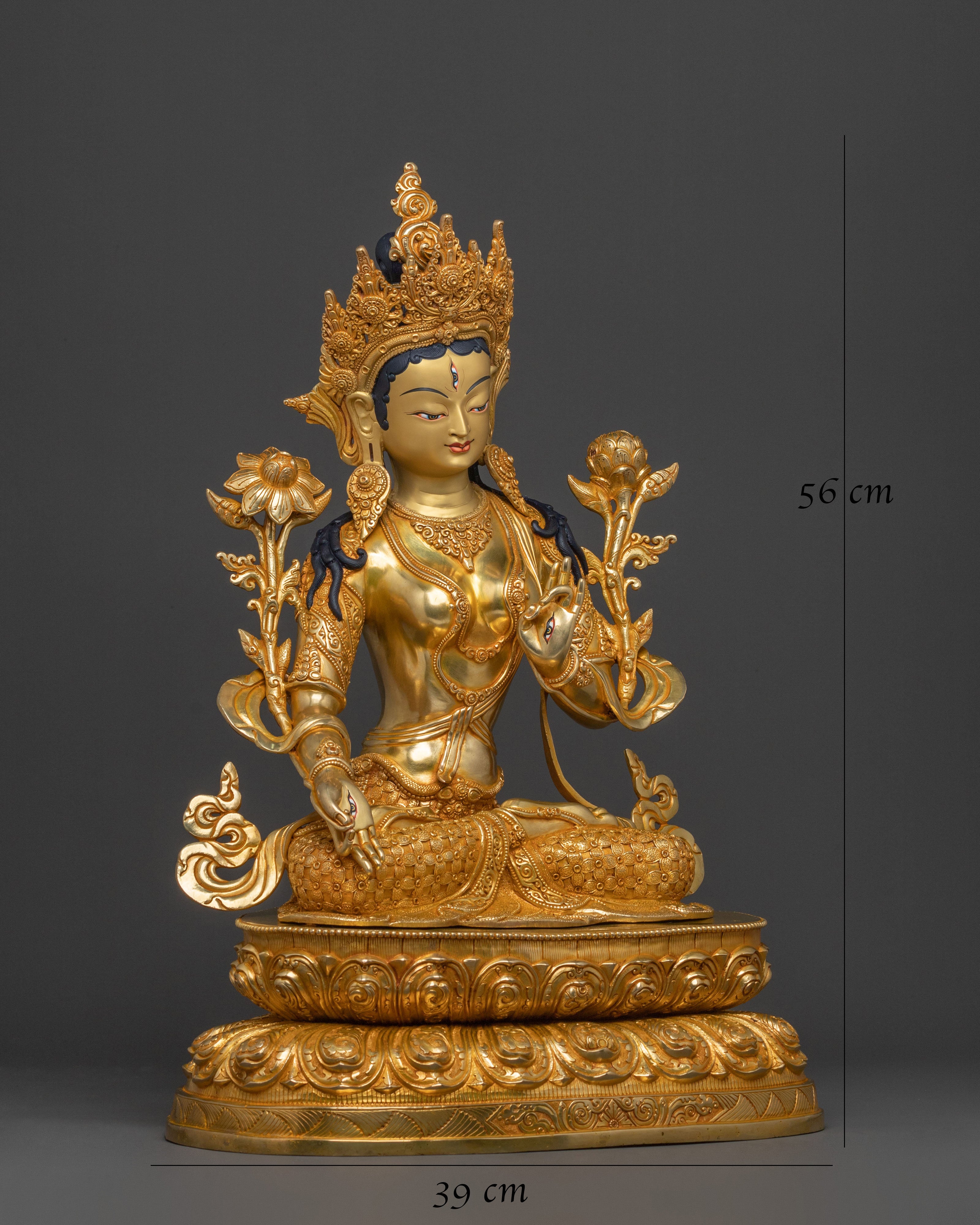 White Tara Figure | 24K Gold Gilded Statue