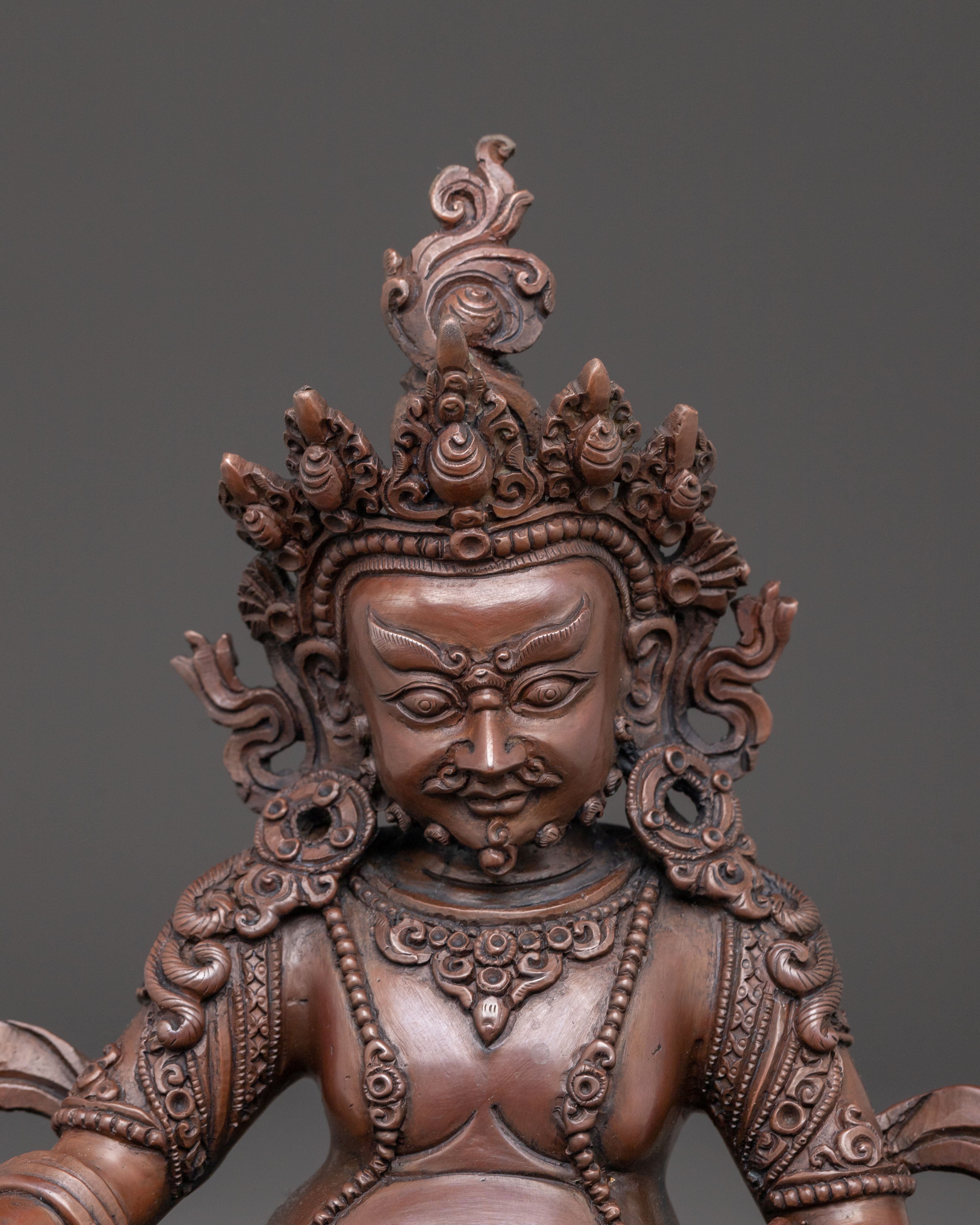 Dzambhala Oxidized Statue of Wealth | Tibetan Buddhist Deity