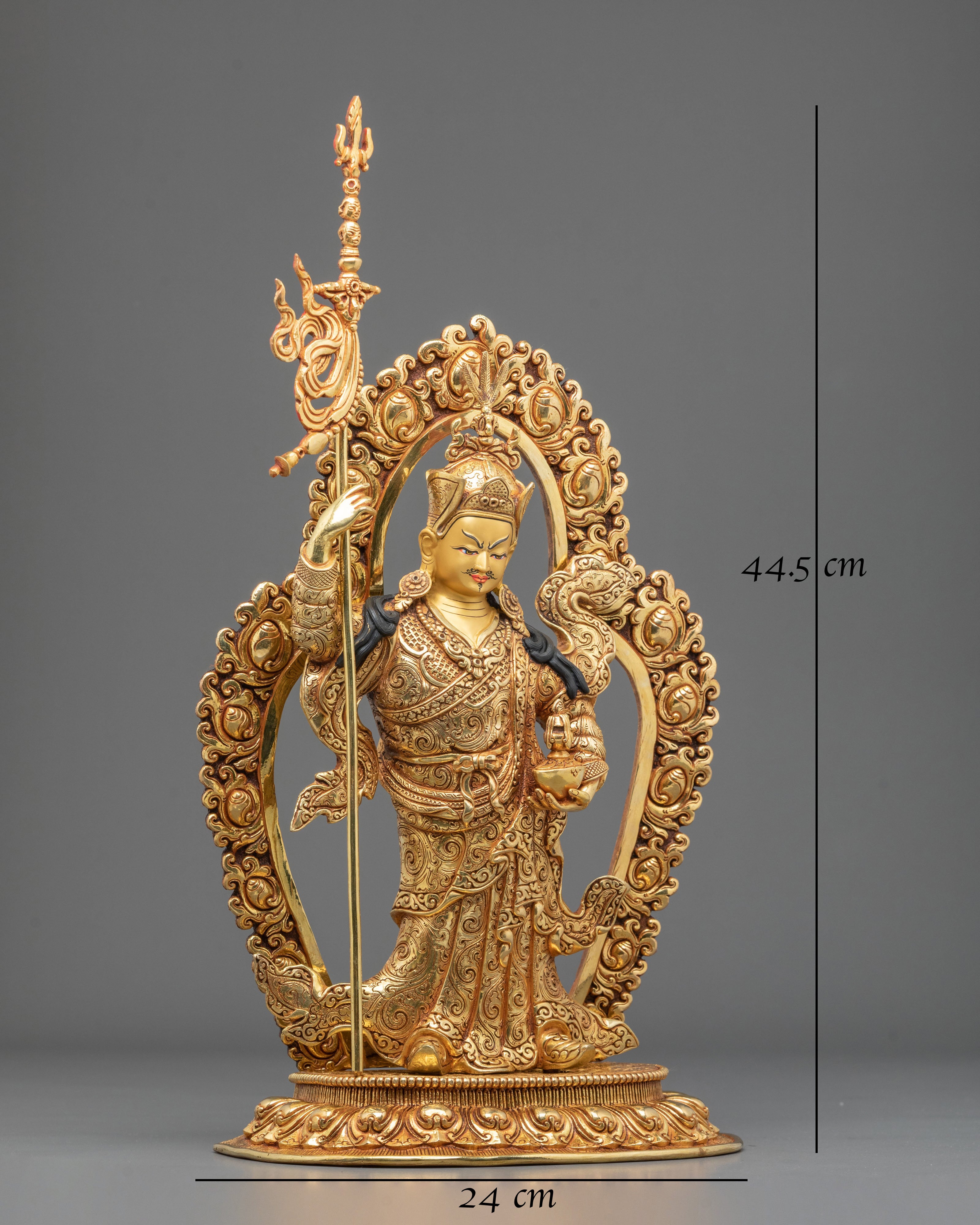 Dancing Guru Rinpoche Statue | 24K Gold Gilded Artistry