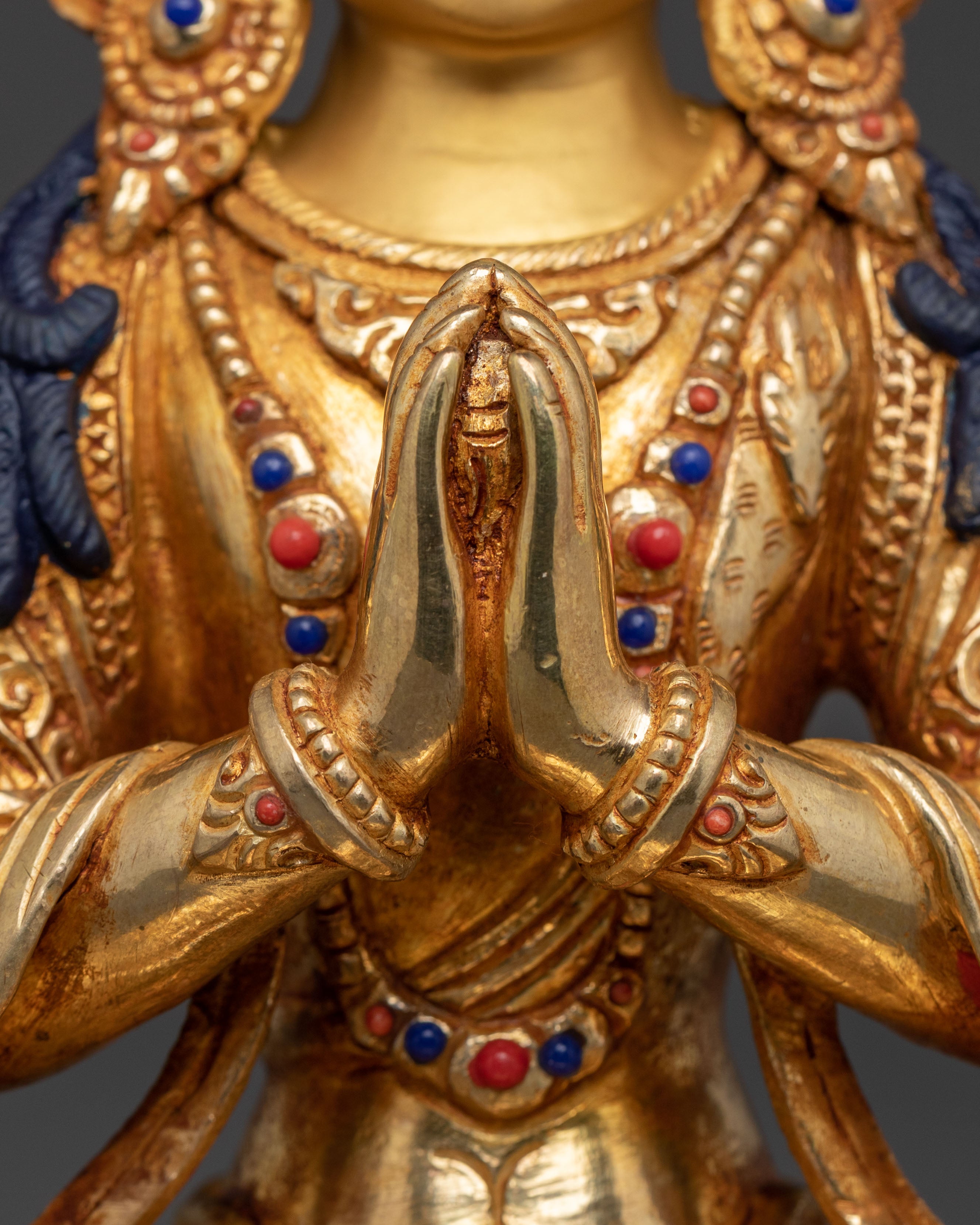 Chenrezig Mercy Statue: 24K Gold Gilded Copper