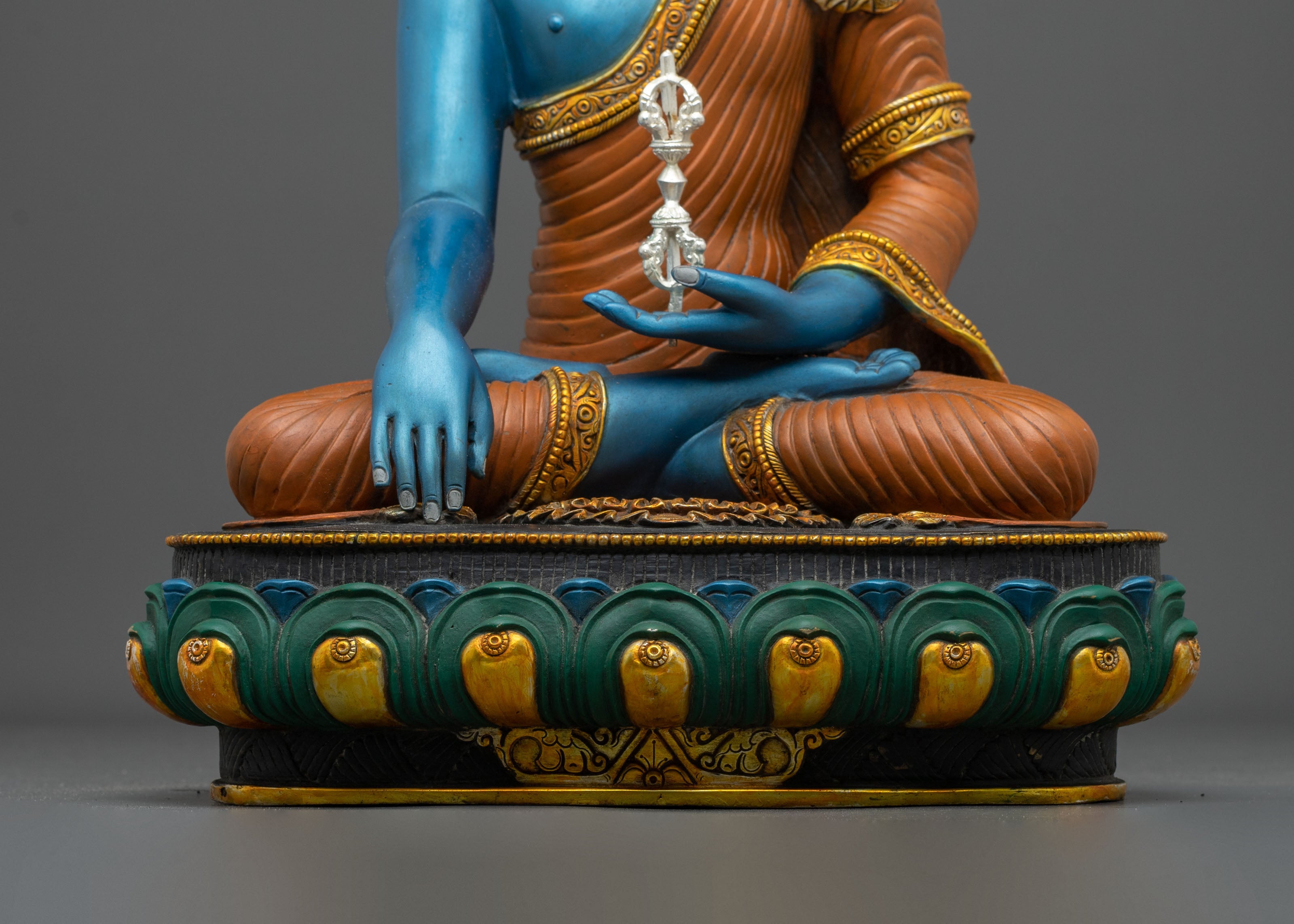 Tibetan Buddhist Mitrugpa Sculpture | Gold Painted Copper Statue
