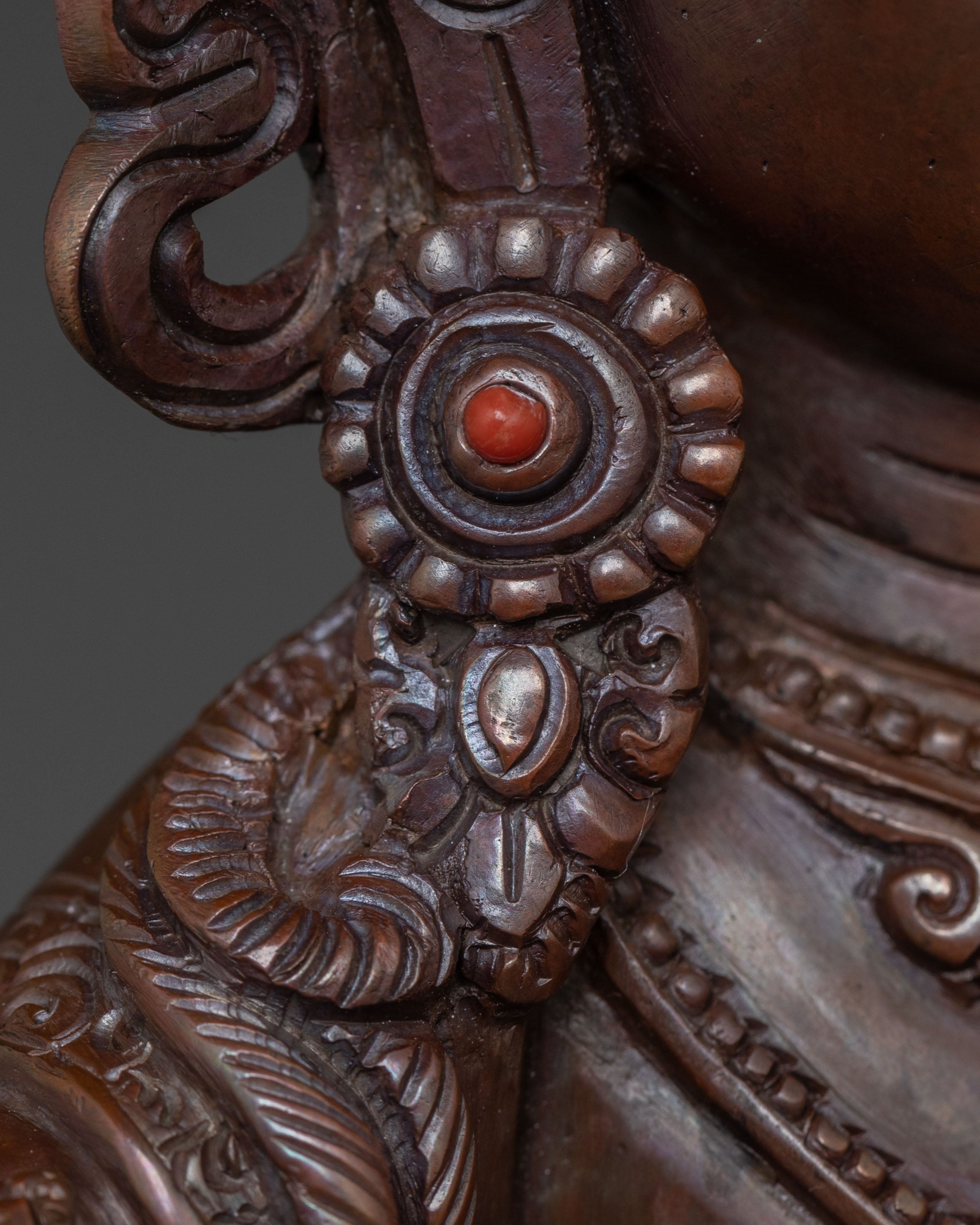 Manjushri Sword of Wisdom Statue - Oxidized Copper Art