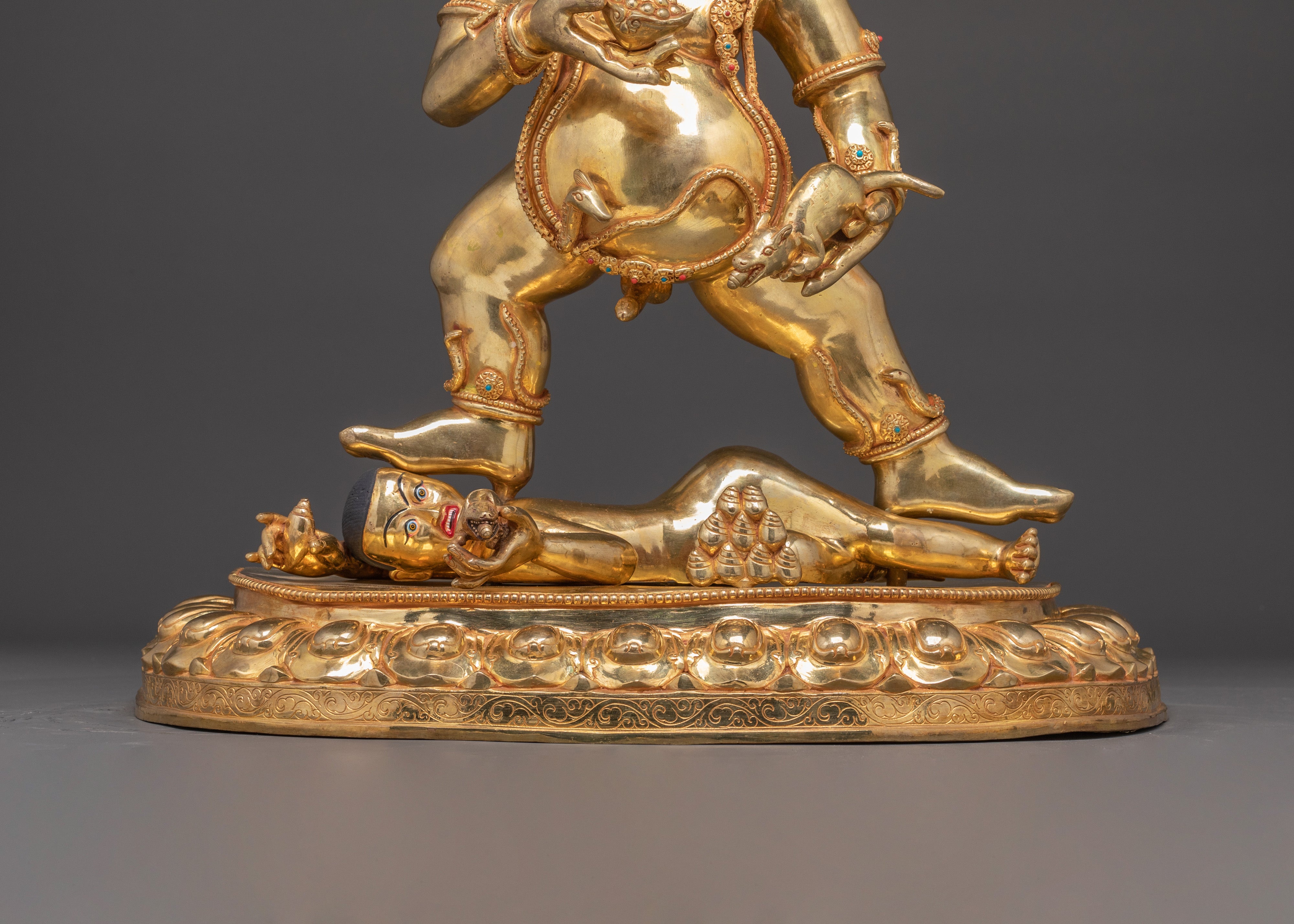 Handmade Black Dzambhala Buddhist Wealth Deity Sculpture