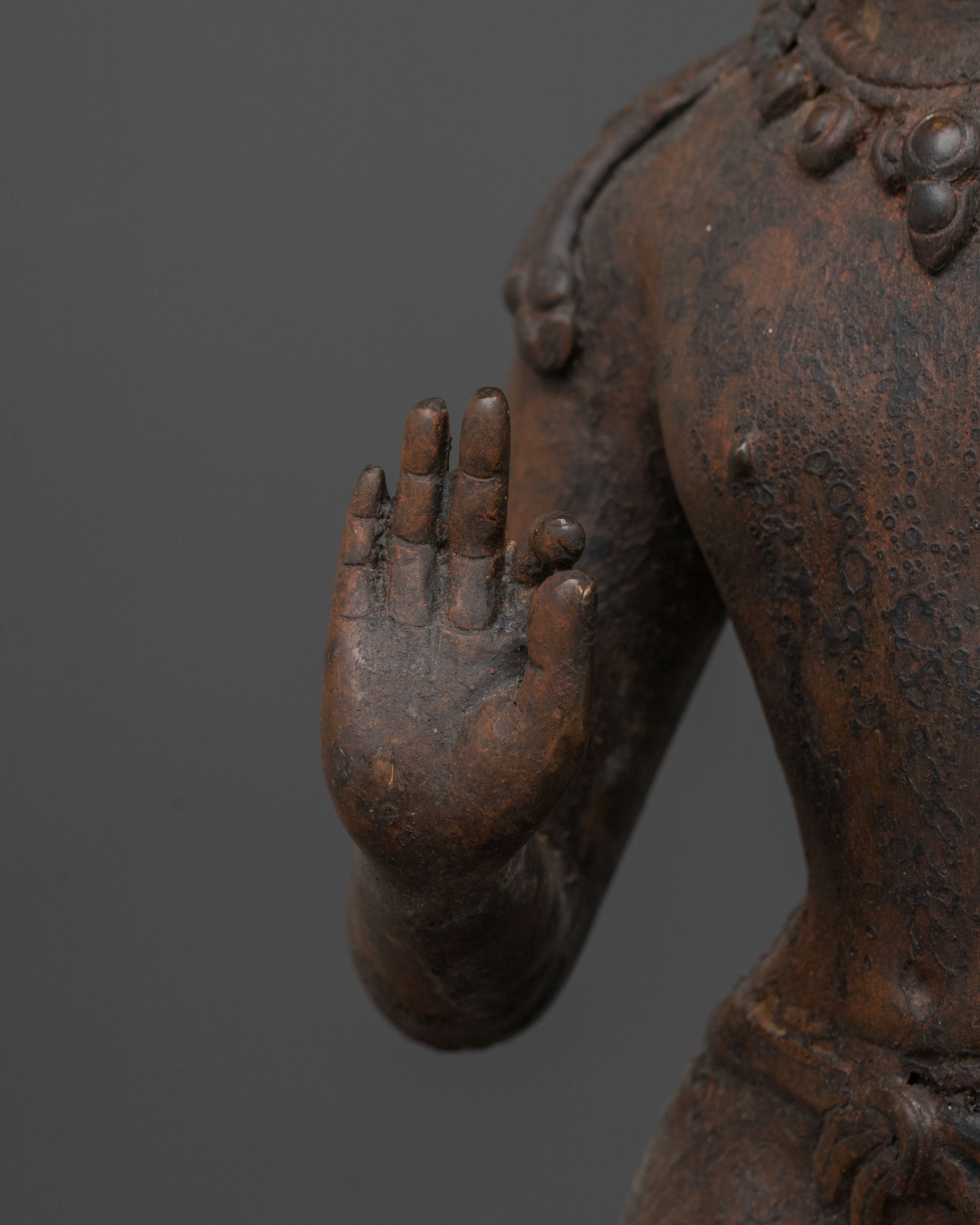Maitreya Buddha Sacred Sculpture with Antique Finish