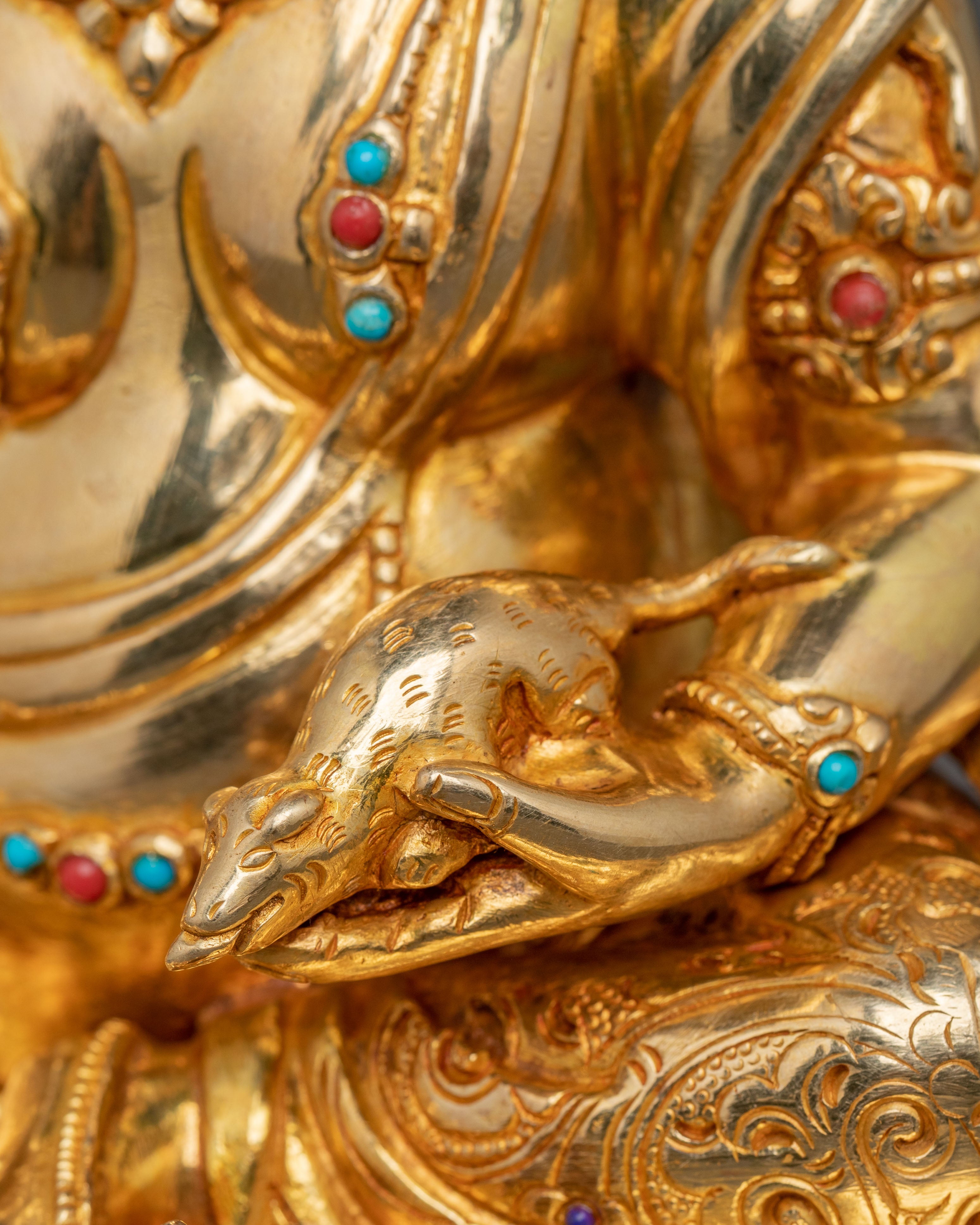 Wealth Bestowing Dzambhala Statue - Hand-Gilded Copper Art