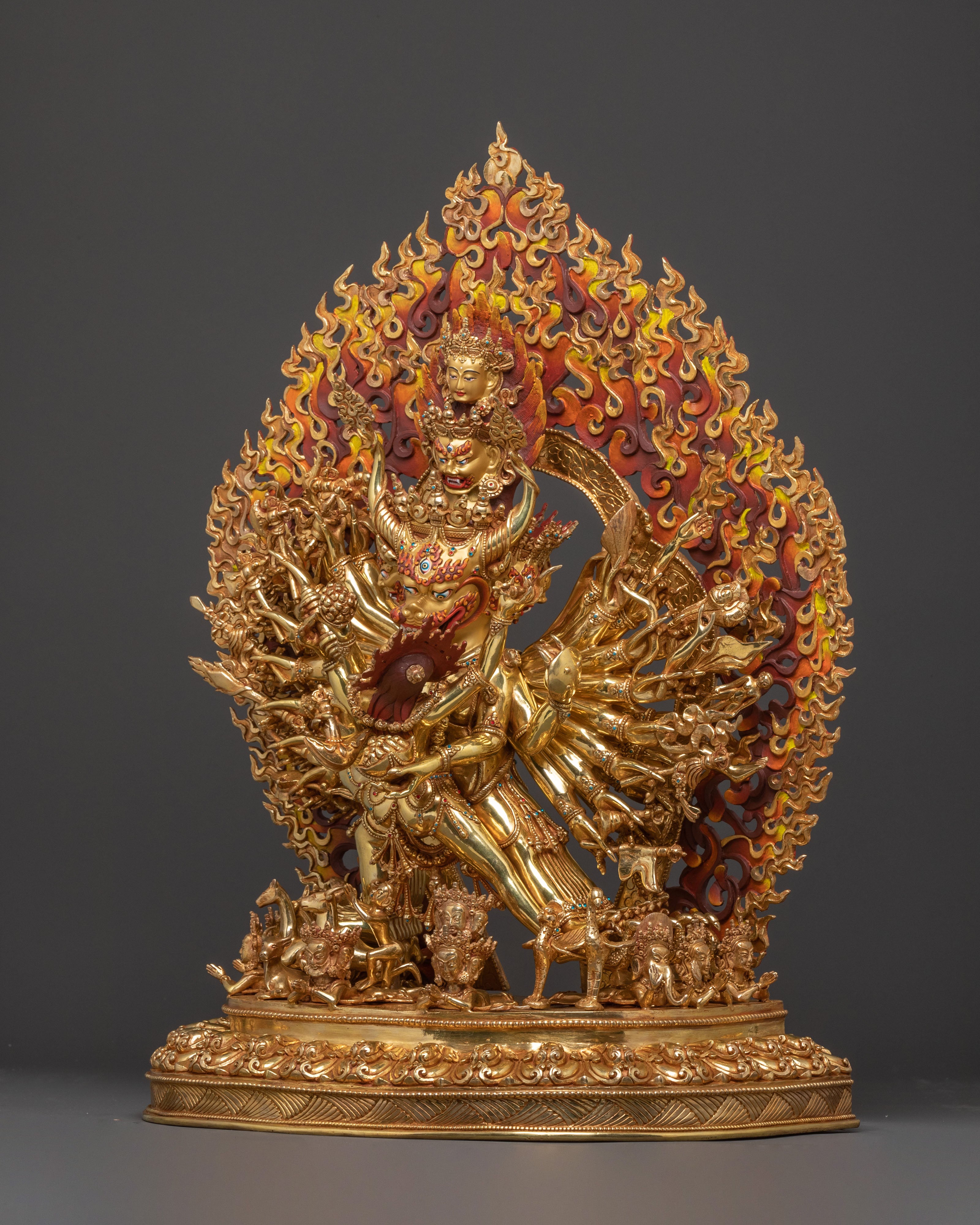 Powerful Yidam Yamantaka Statue – 24K Gold Gilded Masterpiece