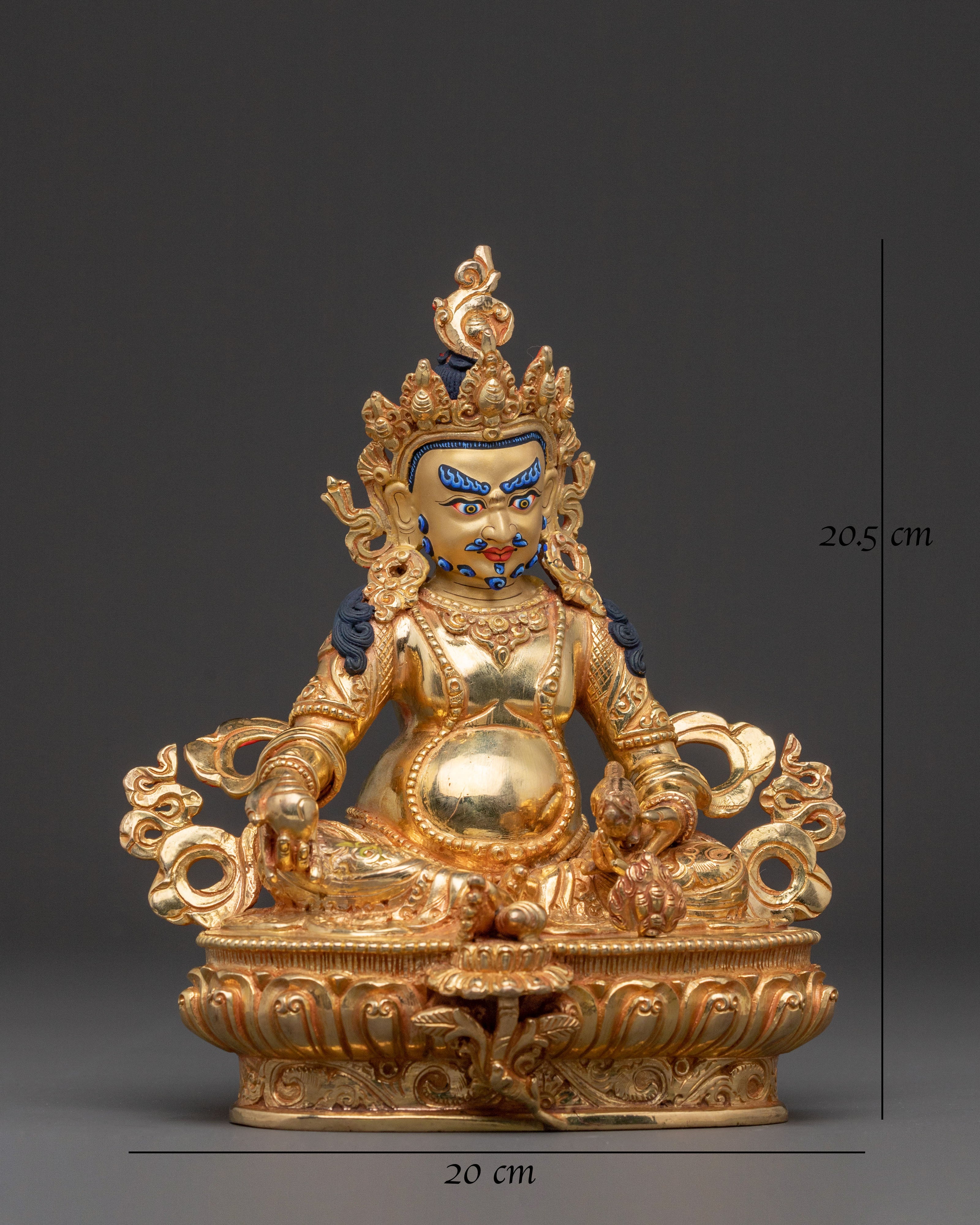 24K Gold Gilded Guardian Dzambhala Prosperity Statue